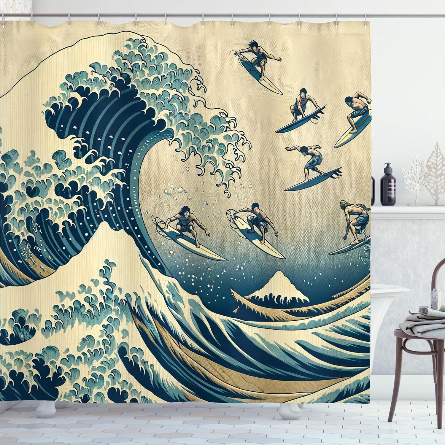 imageAmbesonne Classic Shower Curtain Hedonistic Pampered Room in Muted Tones Neutral Colors Rich Ornament Cloth Fabric Bathroom Decor Set with Hooks 69quot W x 84quot L Coconut and Off WhiteNavy Blue Ivory Seafoam
