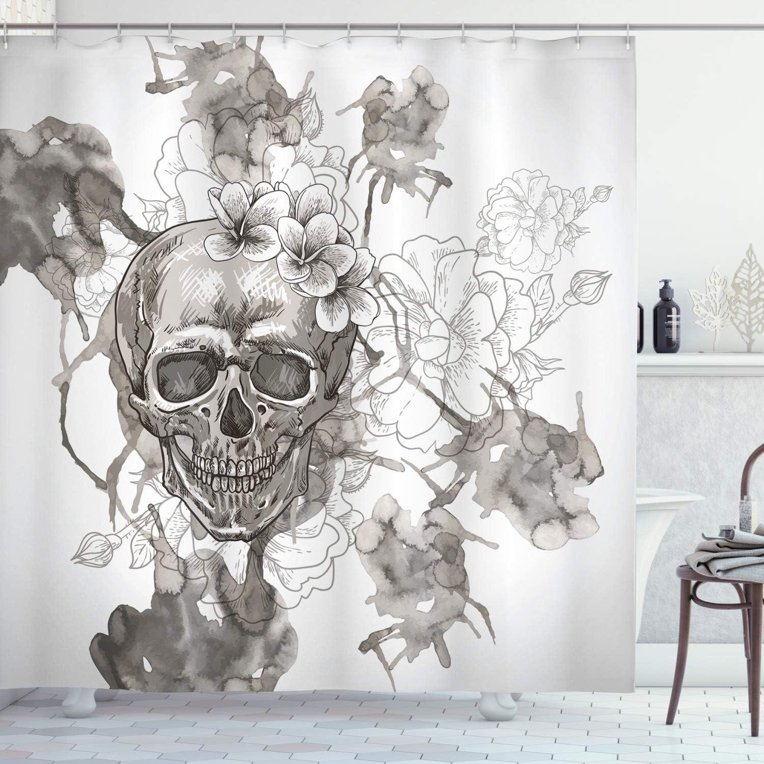 imageAmbesonne Classic Shower Curtain Hedonistic Pampered Room in Muted Tones Neutral Colors Rich Ornament Cloth Fabric Bathroom Decor Set with Hooks 69quot W x 84quot L Coconut and Off WhiteDimgrey and White
