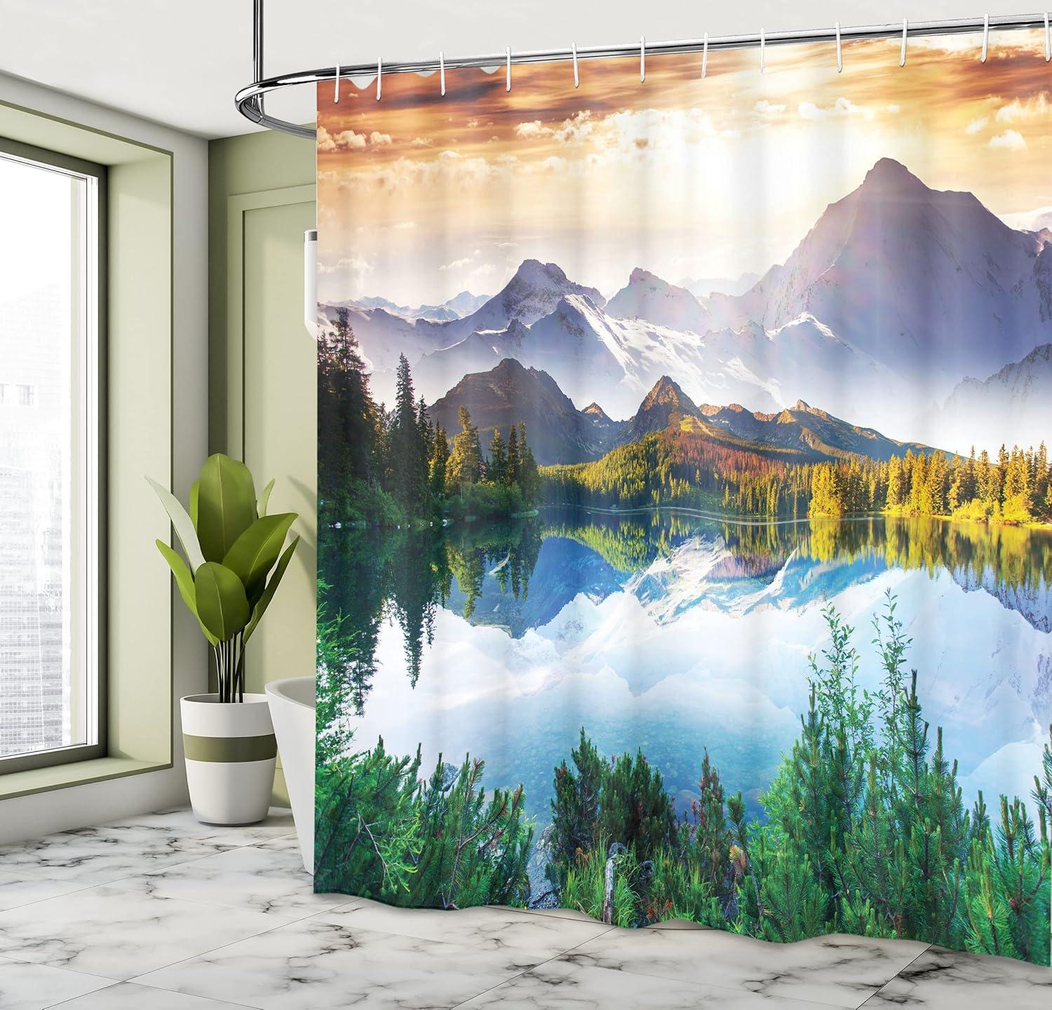 imageAmbesonne Classic Shower Curtain Hedonistic Pampered Room in Muted Tones Neutral Colors Rich Ornament Cloth Fabric Bathroom Decor Set with Hooks 69quot W x 84quot L Coconut and Off WhiteGreenBlueBrown