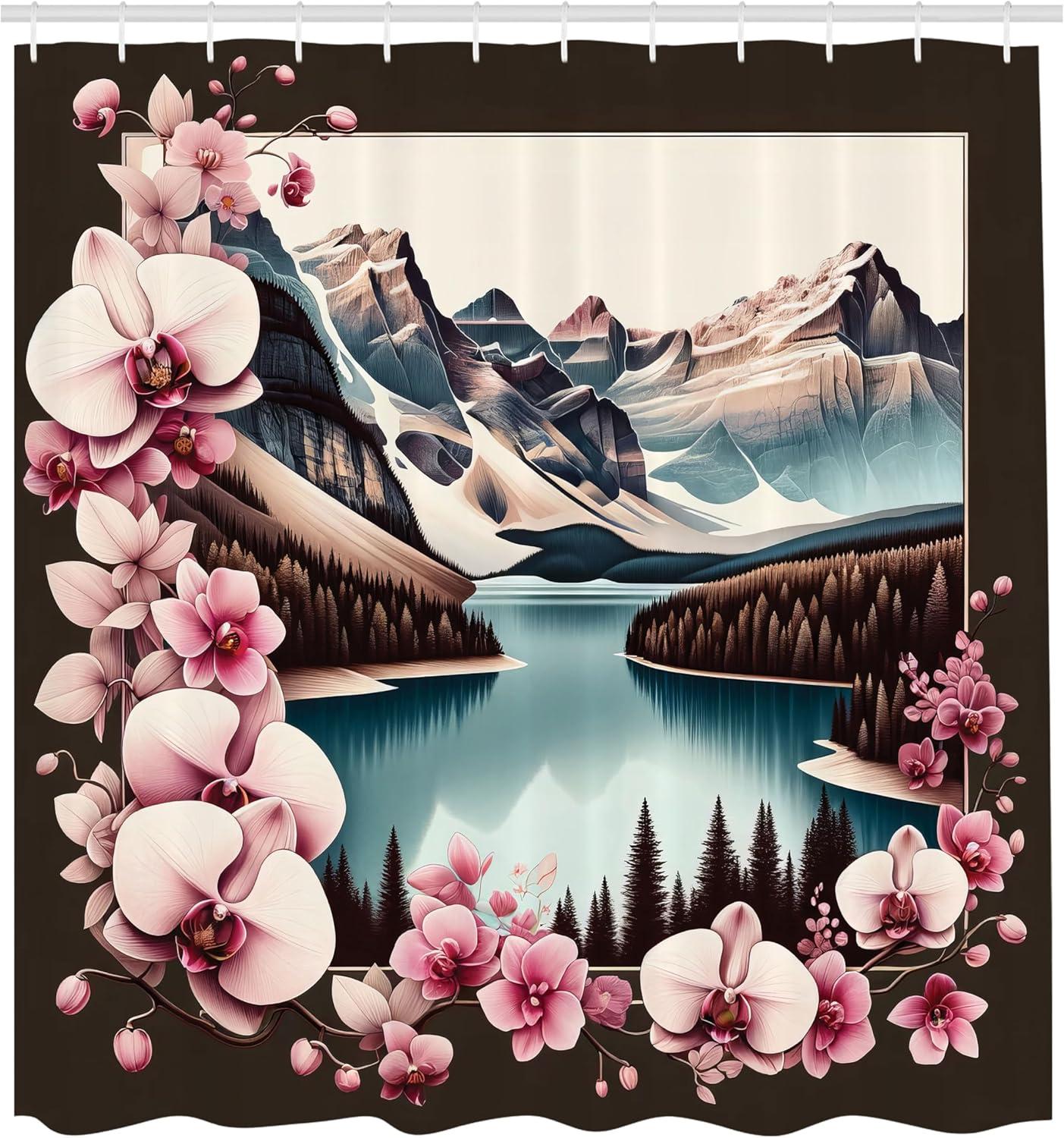 imageAmbesonne Classic Shower Curtain Hedonistic Pampered Room in Muted Tones Neutral Colors Rich Ornament Cloth Fabric Bathroom Decor Set with Hooks 69quot W x 84quot L Coconut and Off WhitePink Brown and Cadet Blue