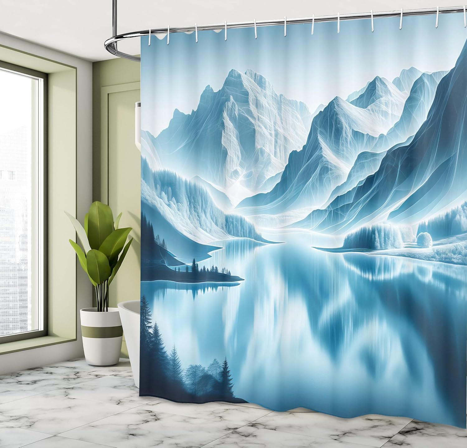 imageAmbesonne Classic Shower Curtain Hedonistic Pampered Room in Muted Tones Neutral Colors Rich Ornament Cloth Fabric Bathroom Decor Set with Hooks 69quot W x 84quot L Coconut and Off WhitePale Blue Petrol Blue