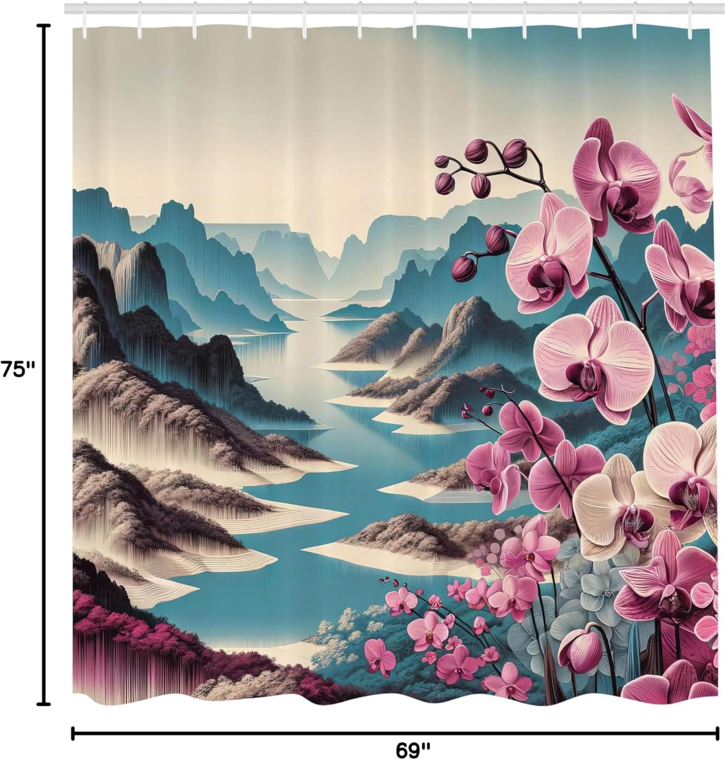 imageAmbesonne Classic Shower Curtain Hedonistic Pampered Room in Muted Tones Neutral Colors Rich Ornament Cloth Fabric Bathroom Decor Set with Hooks 69quot W x 84quot L Coconut and Off WhitePale Purple and Sea Blue