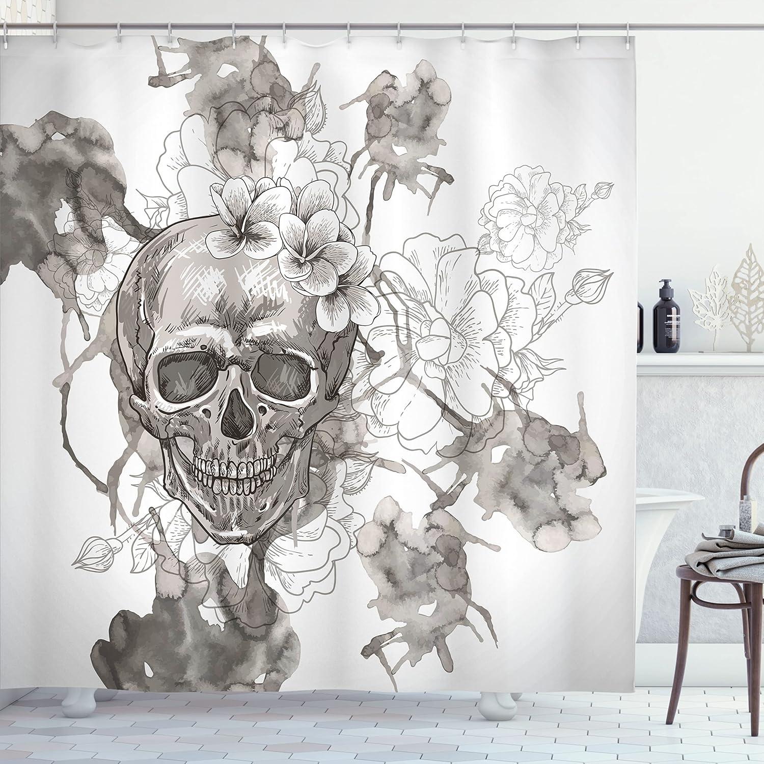 imageAmbesonne Classic Shower Curtain Hedonistic Pampered Room in Muted Tones Neutral Colors Rich Ornament Cloth Fabric Bathroom Decor Set with Hooks 69quot W x 84quot L Coconut and Off WhiteDimgrey and White