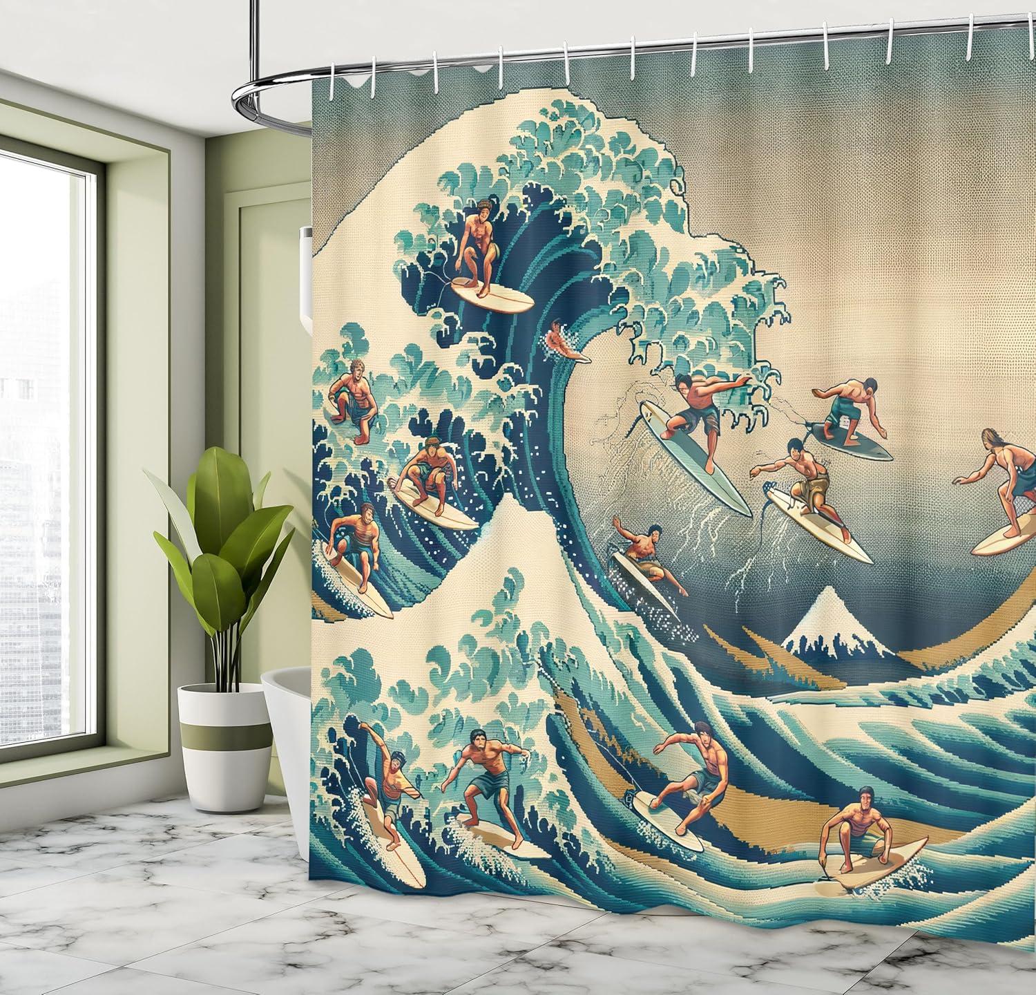 imageAmbesonne Classic Shower Curtain Hedonistic Pampered Room in Muted Tones Neutral Colors Rich Ornament Cloth Fabric Bathroom Decor Set with Hooks 69quot W x 84quot L Coconut and Off WhiteSeafoam Blue Eggshell