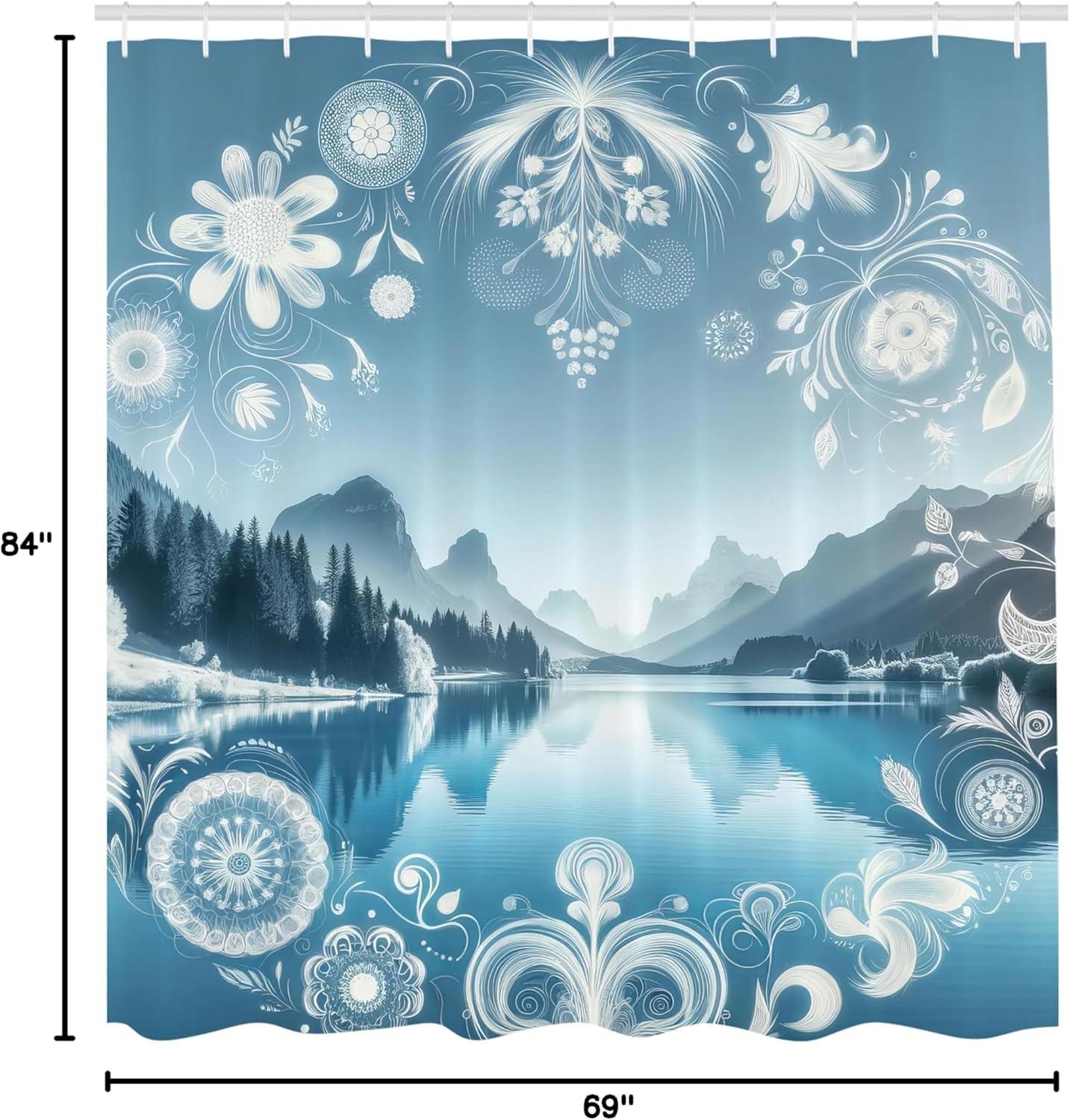imageAmbesonne Classic Shower Curtain Hedonistic Pampered Room in Muted Tones Neutral Colors Rich Ornament Cloth Fabric Bathroom Decor Set with Hooks 69quot W x 84quot L Coconut and Off WhiteSlate Blue Sky Blue