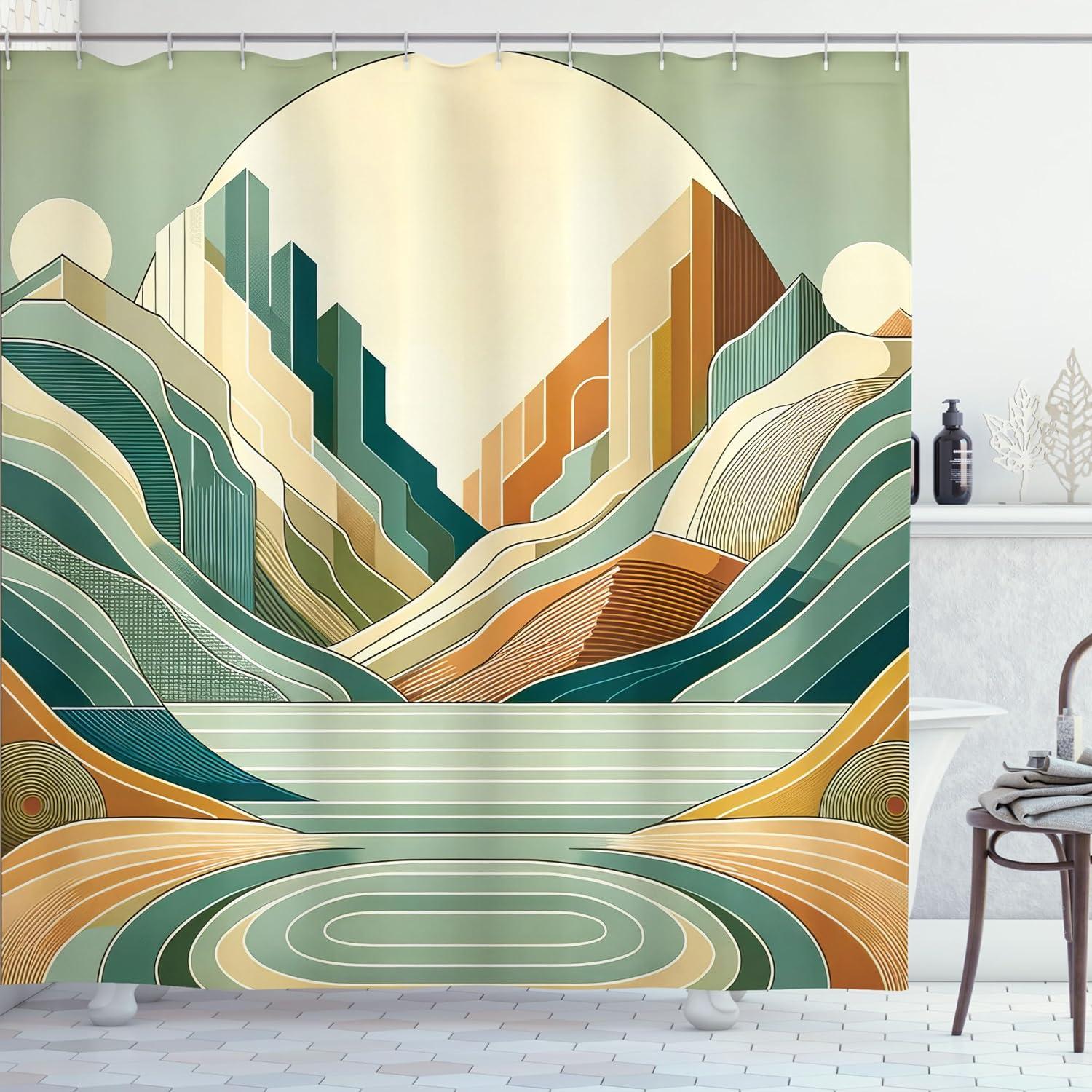 imageAmbesonne Classic Shower Curtain Hedonistic Pampered Room in Muted Tones Neutral Colors Rich Ornament Cloth Fabric Bathroom Decor Set with Hooks 69quot W x 84quot L Coconut and Off WhiteSeafoam Peach and Amber