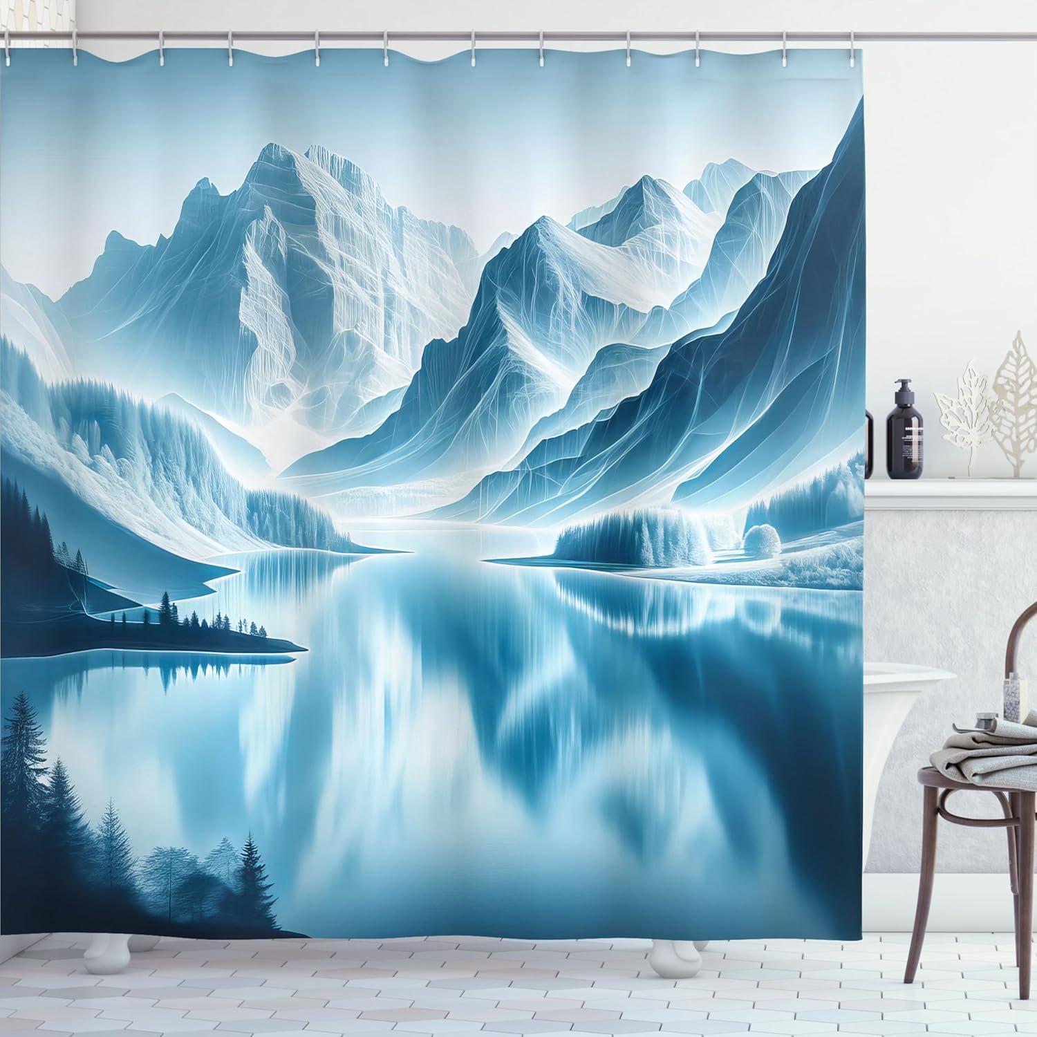 imageAmbesonne Classic Shower Curtain Hedonistic Pampered Room in Muted Tones Neutral Colors Rich Ornament Cloth Fabric Bathroom Decor Set with Hooks 69quot W x 84quot L Coconut and Off WhitePale Blue Petrol Blue
