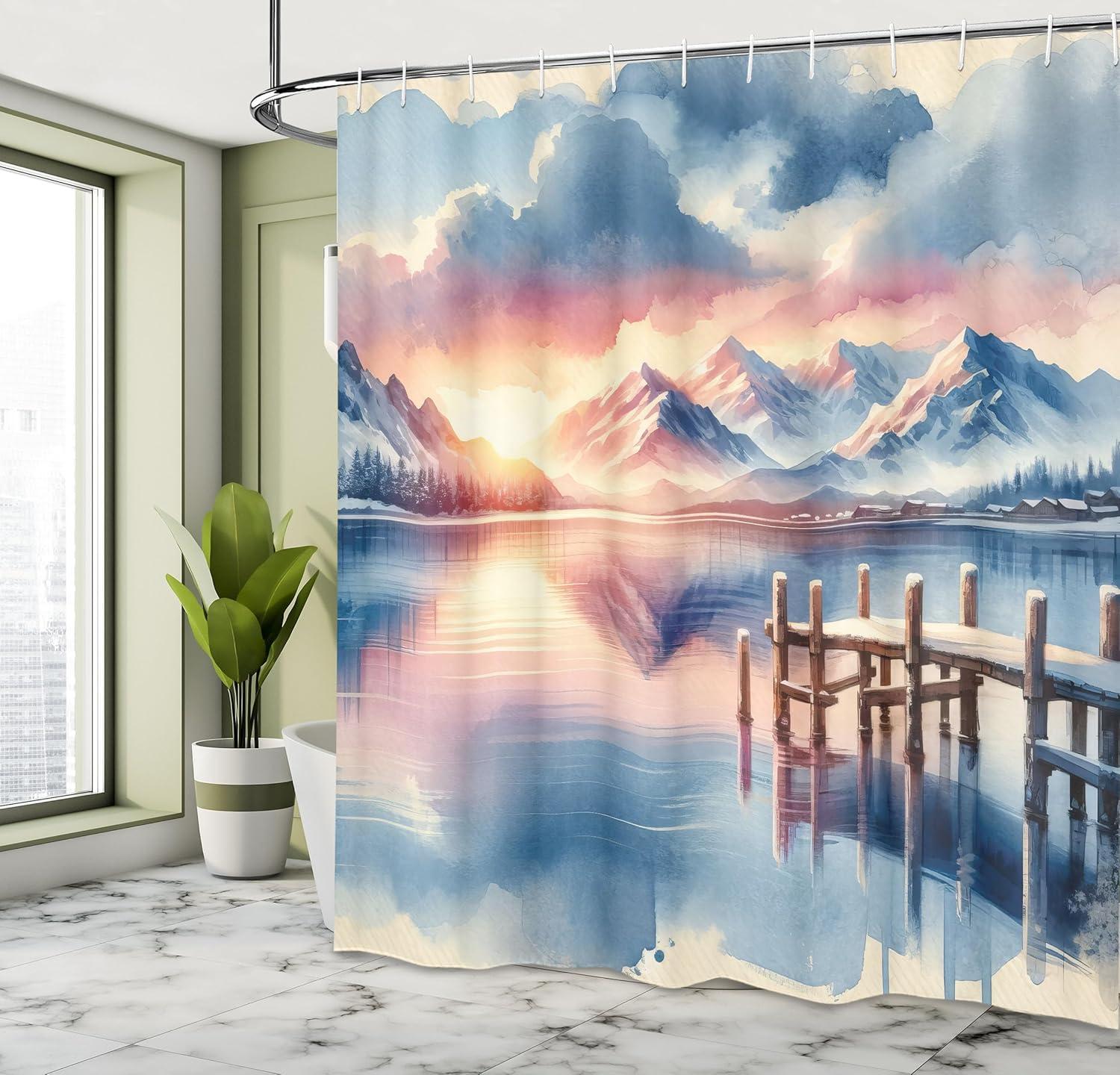 imageAmbesonne Classic Shower Curtain Hedonistic Pampered Room in Muted Tones Neutral Colors Rich Ornament Cloth Fabric Bathroom Decor Set with Hooks 69quot W x 84quot L Coconut and Off WhitePeach Blush Ceil Blue