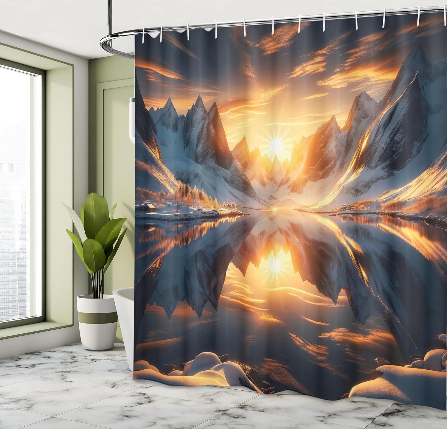 imageAmbesonne Classic Shower Curtain Hedonistic Pampered Room in Muted Tones Neutral Colors Rich Ornament Cloth Fabric Bathroom Decor Set with Hooks 69quot W x 84quot L Coconut and Off WhiteOrange and Dark Blue