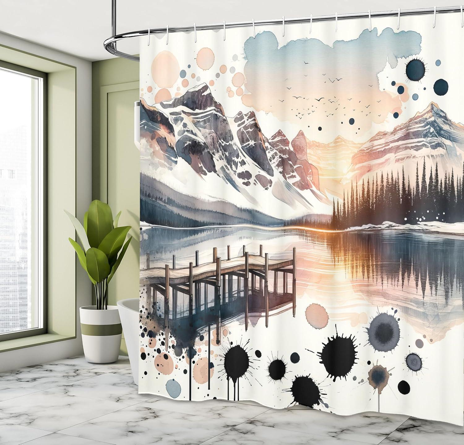 imageAmbesonne Classic Shower Curtain Hedonistic Pampered Room in Muted Tones Neutral Colors Rich Ornament Cloth Fabric Bathroom Decor Set with Hooks 69quot W x 84quot L Coconut and Off WhitePeach and Pale Slate Blue