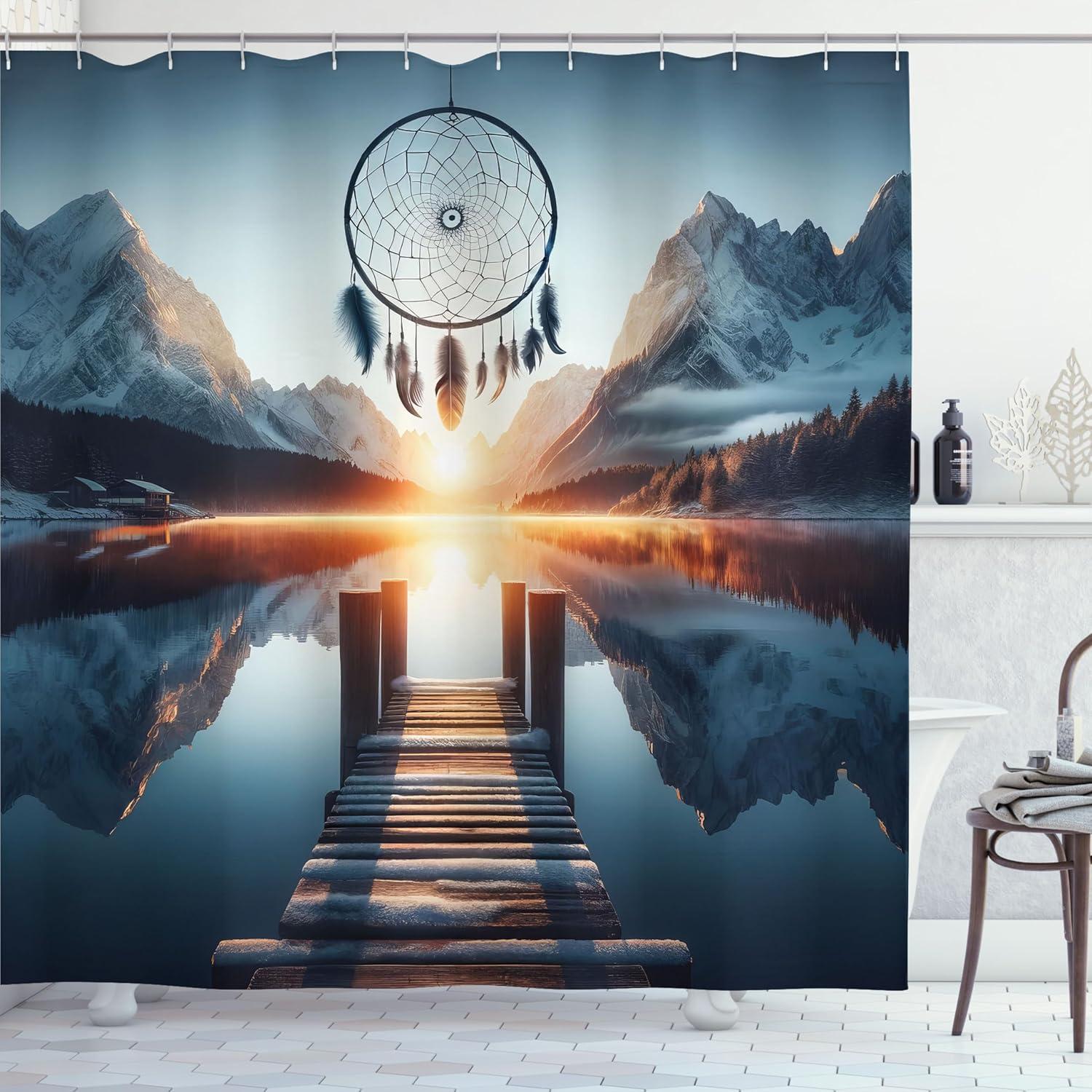 imageAmbesonne Classic Shower Curtain Hedonistic Pampered Room in Muted Tones Neutral Colors Rich Ornament Cloth Fabric Bathroom Decor Set with Hooks 69quot W x 84quot L Coconut and Off WhiteSlate Blue Orange