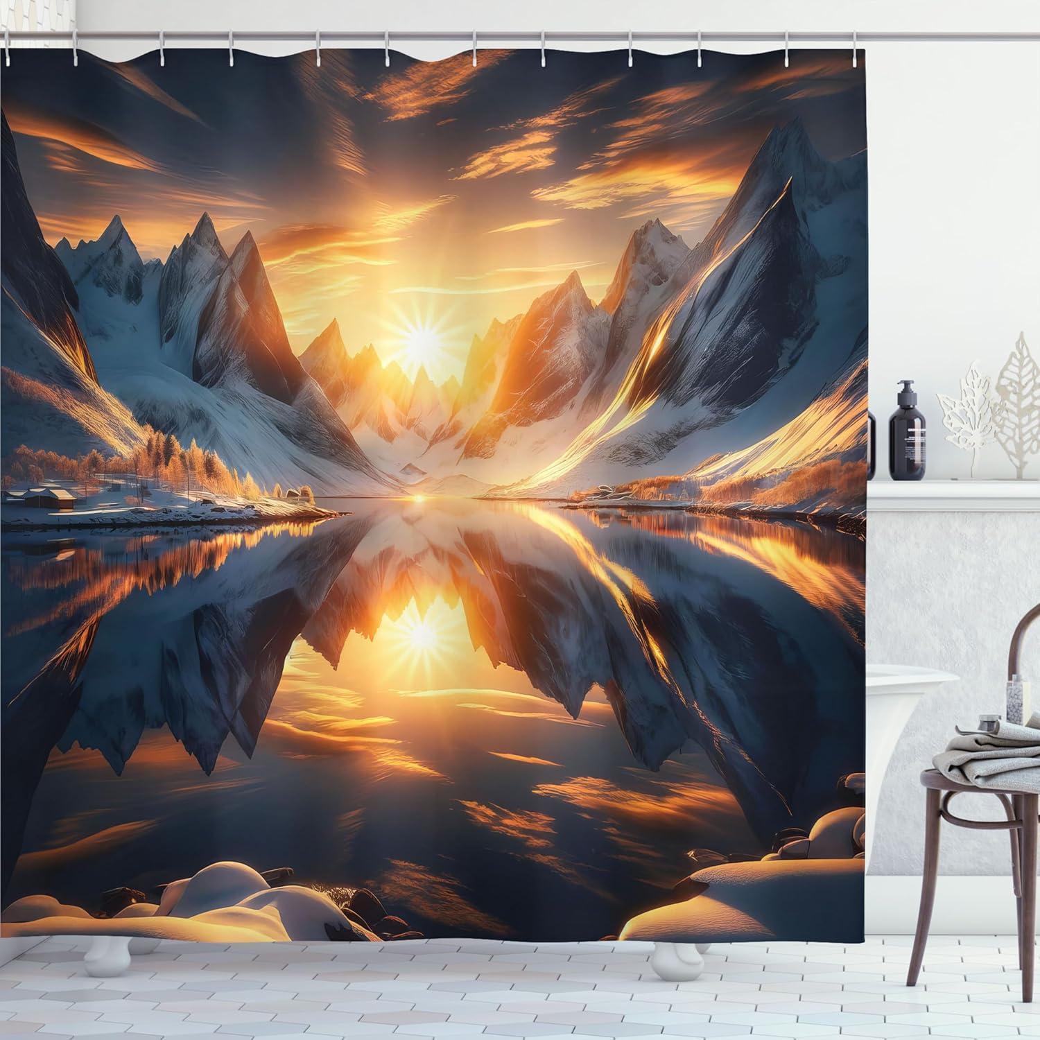 imageAmbesonne Classic Shower Curtain Hedonistic Pampered Room in Muted Tones Neutral Colors Rich Ornament Cloth Fabric Bathroom Decor Set with Hooks 69quot W x 84quot L Coconut and Off WhiteOrange and Dark Blue