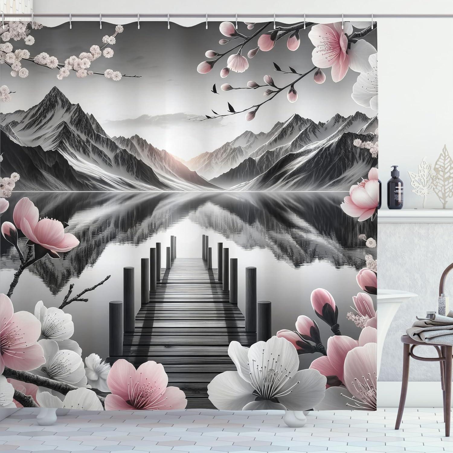 imageAmbesonne Classic Shower Curtain Hedonistic Pampered Room in Muted Tones Neutral Colors Rich Ornament Cloth Fabric Bathroom Decor Set with Hooks 69quot W x 84quot L Coconut and Off WhiteGrey and Blush