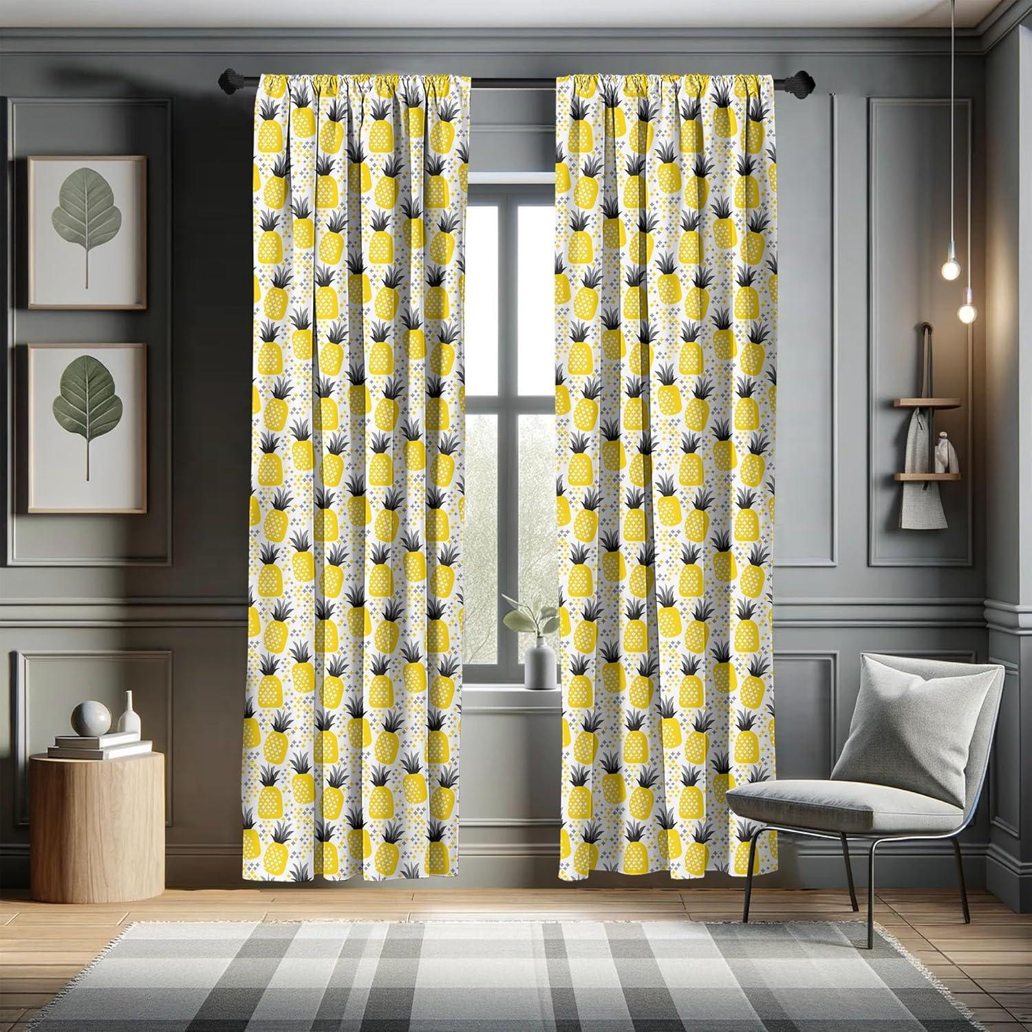 imageAmbesonne Eucalyptus Curtains Modern Themed Branches on Marble Print Abstarct and Neutral Swirls Window Treatments 2 Panel Set for Living Room Bedroom Pair of 28quot x 63quot Grey Teal and Sage GreenYellow Black