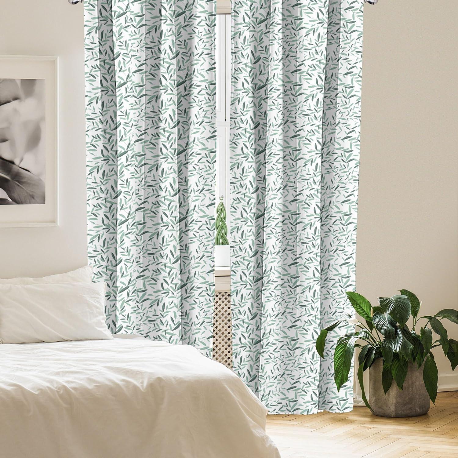 imageAmbesonne Eucalyptus Curtains Modern Themed Branches on Marble Print Abstarct and Neutral Swirls Window Treatments 2 Panel Set for Living Room Bedroom Pair of 28quot x 63quot Grey Teal and Sage GreenGreen White