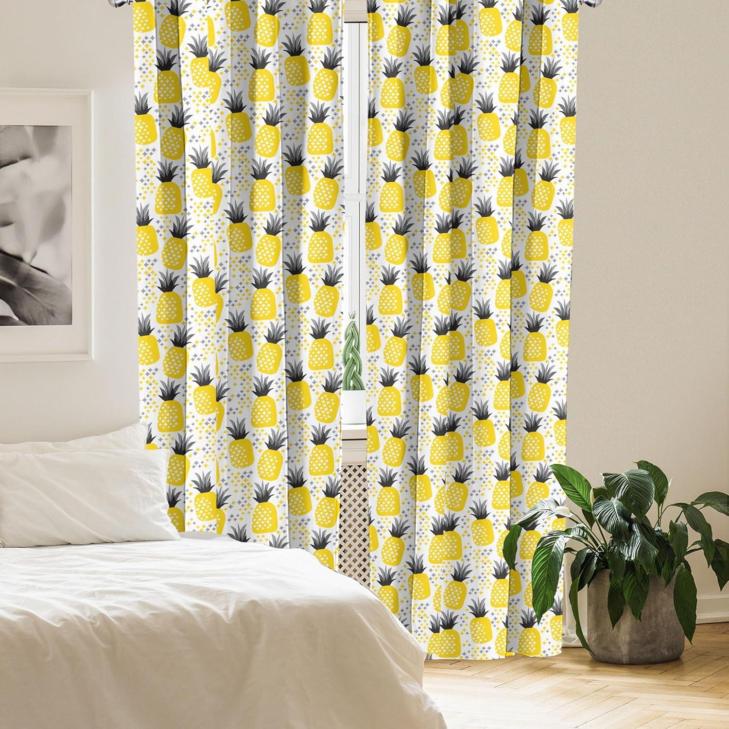 imageAmbesonne Eucalyptus Curtains Modern Themed Branches on Marble Print Abstarct and Neutral Swirls Window Treatments 2 Panel Set for Living Room Bedroom Pair of 28quot x 63quot Grey Teal and Sage GreenYellow Black