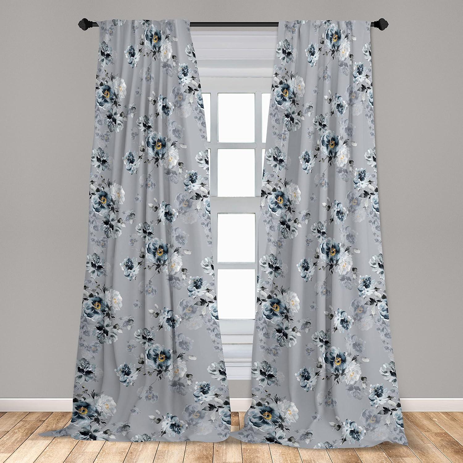 imageAmbesonne Exotic Curtains Bird of Paradise Flowers Tropical Design Pattern Vintage Hawaiian Style Window Treatments 2 Panel Set for Living Room Bedroom Pair of 28quot x 95quot Marigold Green EggshellPale Blue Grey and Marigold