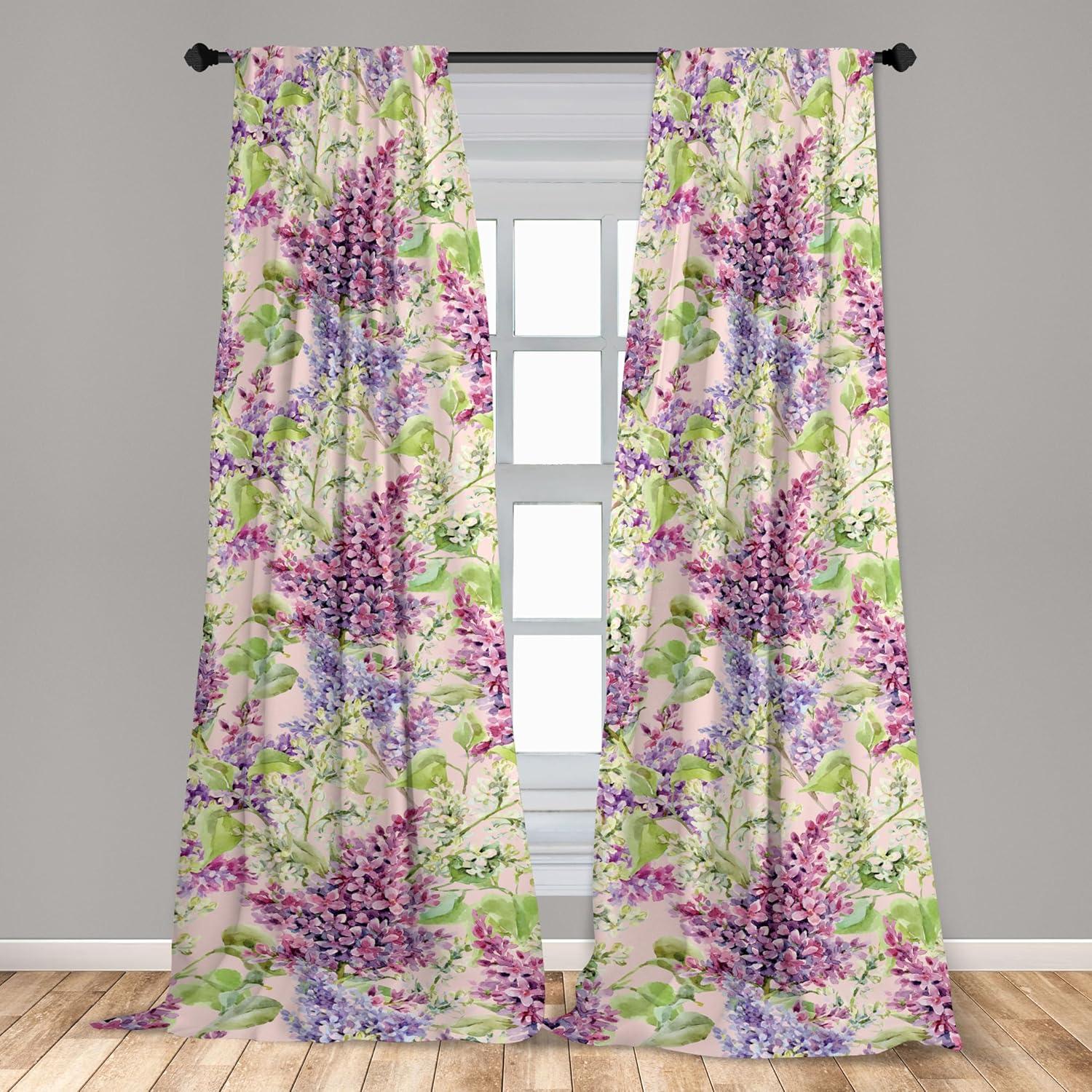 imageAmbesonne Floral Boho Curtains Dreamy Autumn Time Flowers Pattern with Romantic Aura Neutral Art Window Treatments 2 Panel Set for Living Room Bedroom Pair of 28quot x 95quot Pale Pink Coral WhitePistachio Green and Pale Pink