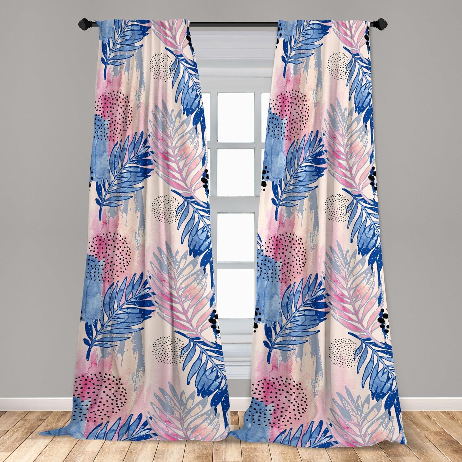 imageAmbesonne Floral Boho Curtains Dreamy Autumn Time Flowers Pattern with Romantic Aura Neutral Art Window Treatments 2 Panel Set for Living Room Bedroom Pair of 28quot x 95quot Pale Pink Coral WhiteDark Lavender Soft Pink