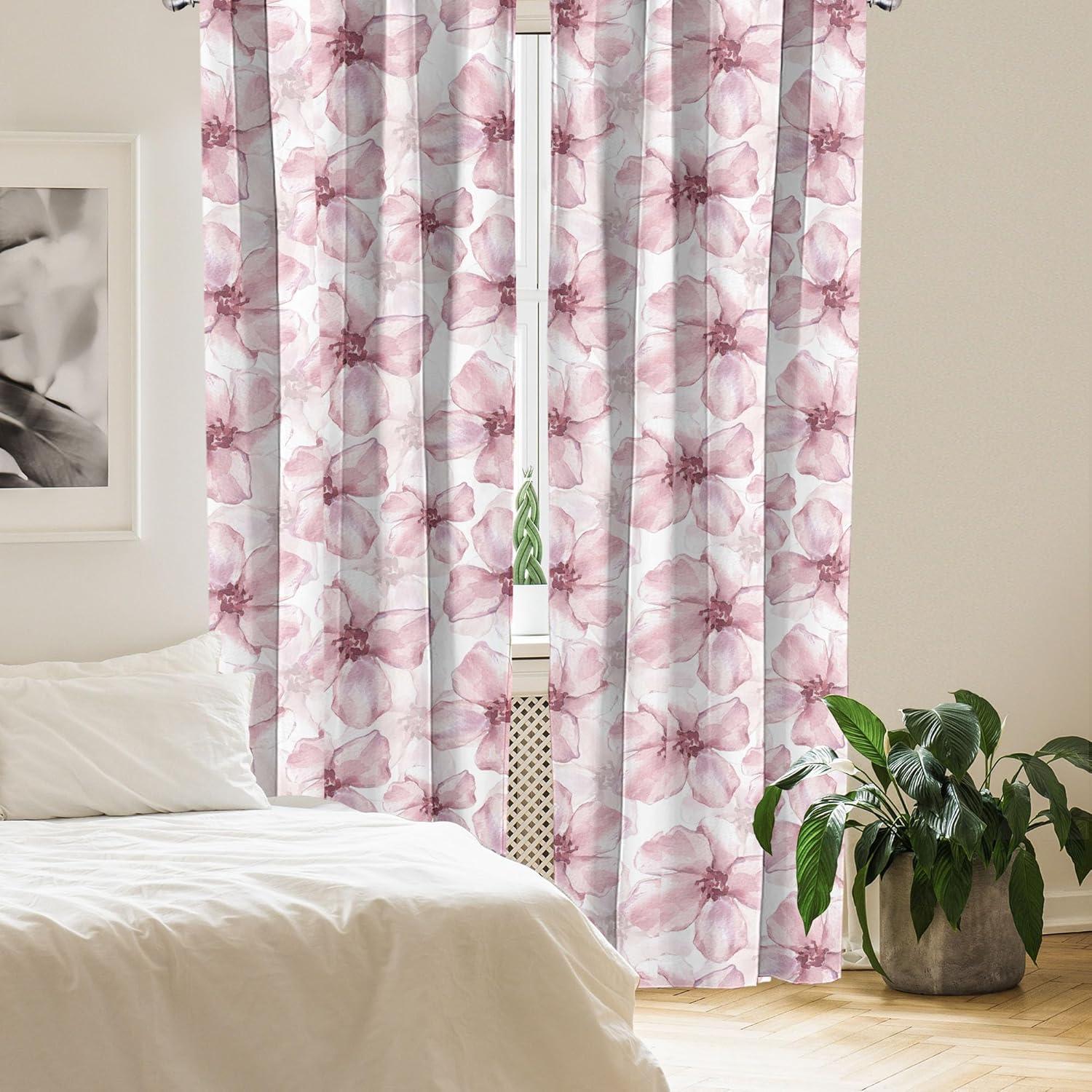 imageAmbesonne Floral Boho Curtains Dreamy Autumn Time Flowers Pattern with Romantic Aura Neutral Art Window Treatments 2 Panel Set for Living Room Bedroom Pair of 28quot x 95quot Pale Pink Coral WhitePale Pink Dried Rose