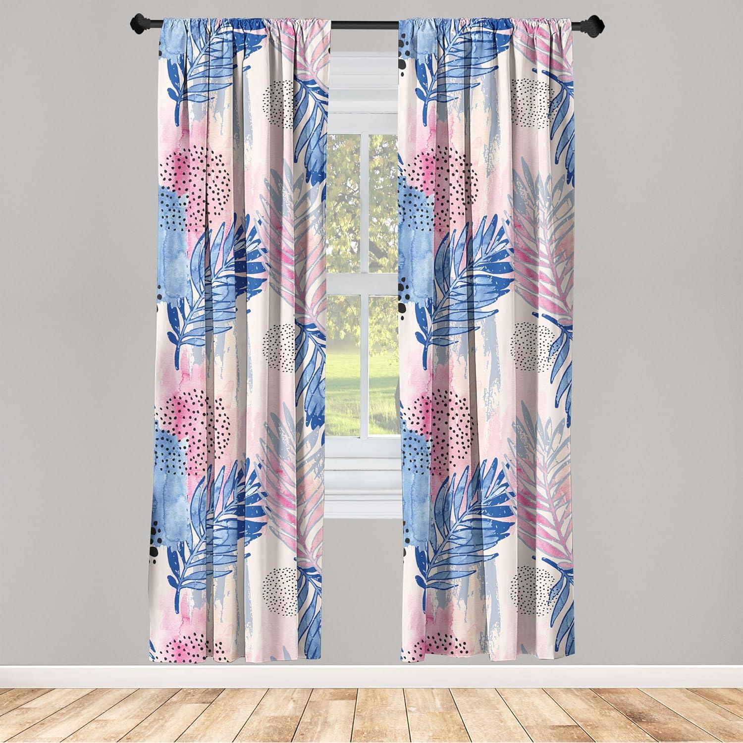 imageAmbesonne Floral Boho Curtains Dreamy Autumn Time Flowers Pattern with Romantic Aura Neutral Art Window Treatments 2 Panel Set for Living Room Bedroom Pair of 28quot x 95quot Pale Pink Coral WhiteDark Lavender Soft Pink