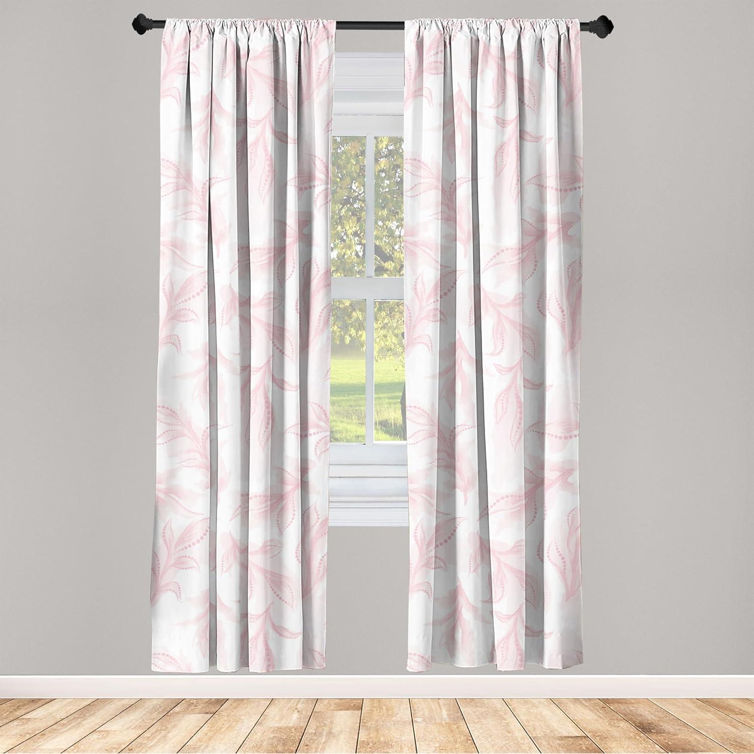 imageAmbesonne Floral Boho Curtains Dreamy Autumn Time Flowers Pattern with Romantic Aura Neutral Art Window Treatments 2 Panel Set for Living Room Bedroom Pair of 28quot x 95quot Pale Pink Coral WhitePale Pink Blush White