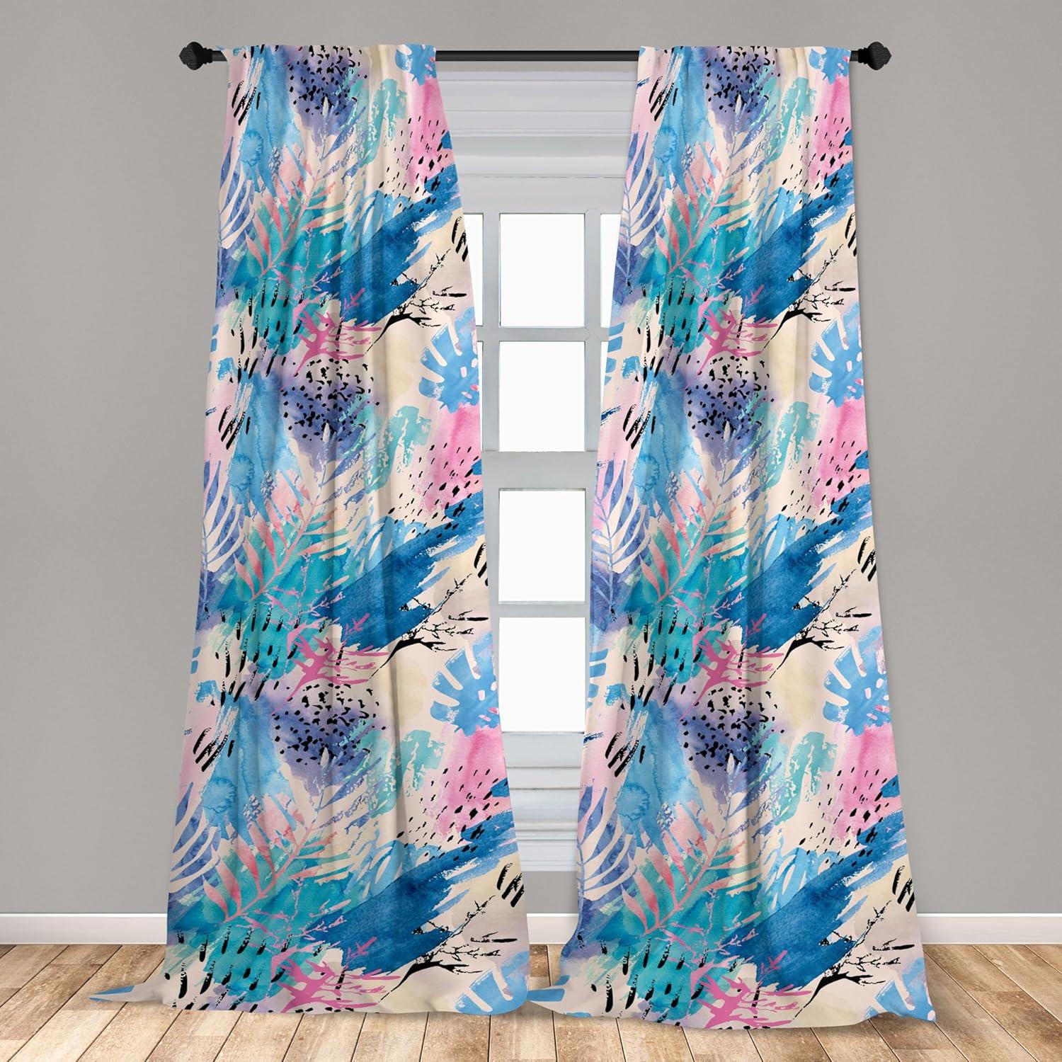 imageAmbesonne Floral Boho Curtains Dreamy Autumn Time Flowers Pattern with Romantic Aura Neutral Art Window Treatments 2 Panel Set for Living Room Bedroom Pair of 28quot x 95quot Pale Pink Coral WhiteSeafoam Eggshell Pink