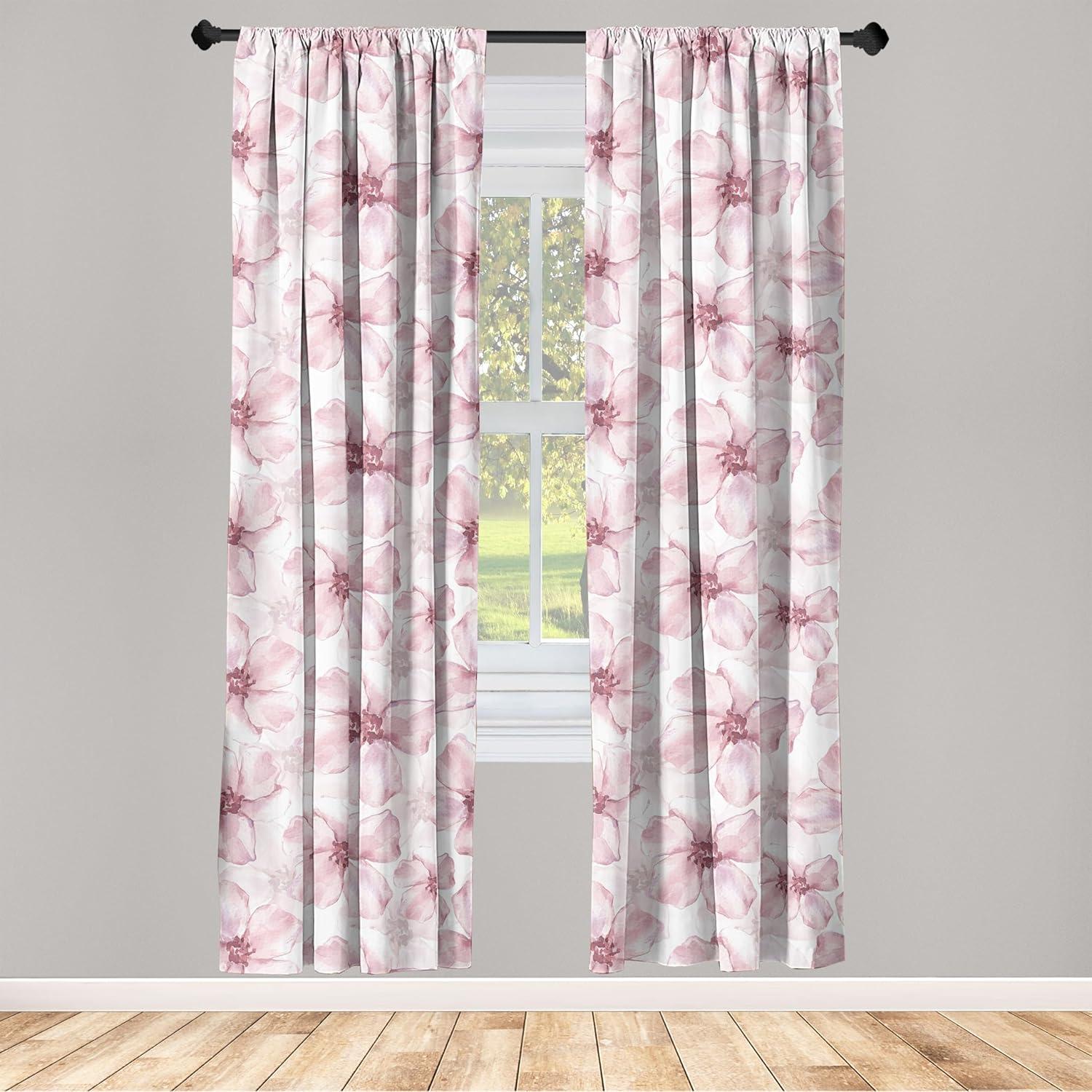 imageAmbesonne Floral Boho Curtains Dreamy Autumn Time Flowers Pattern with Romantic Aura Neutral Art Window Treatments 2 Panel Set for Living Room Bedroom Pair of 28quot x 95quot Pale Pink Coral WhitePale Pink Dried Rose