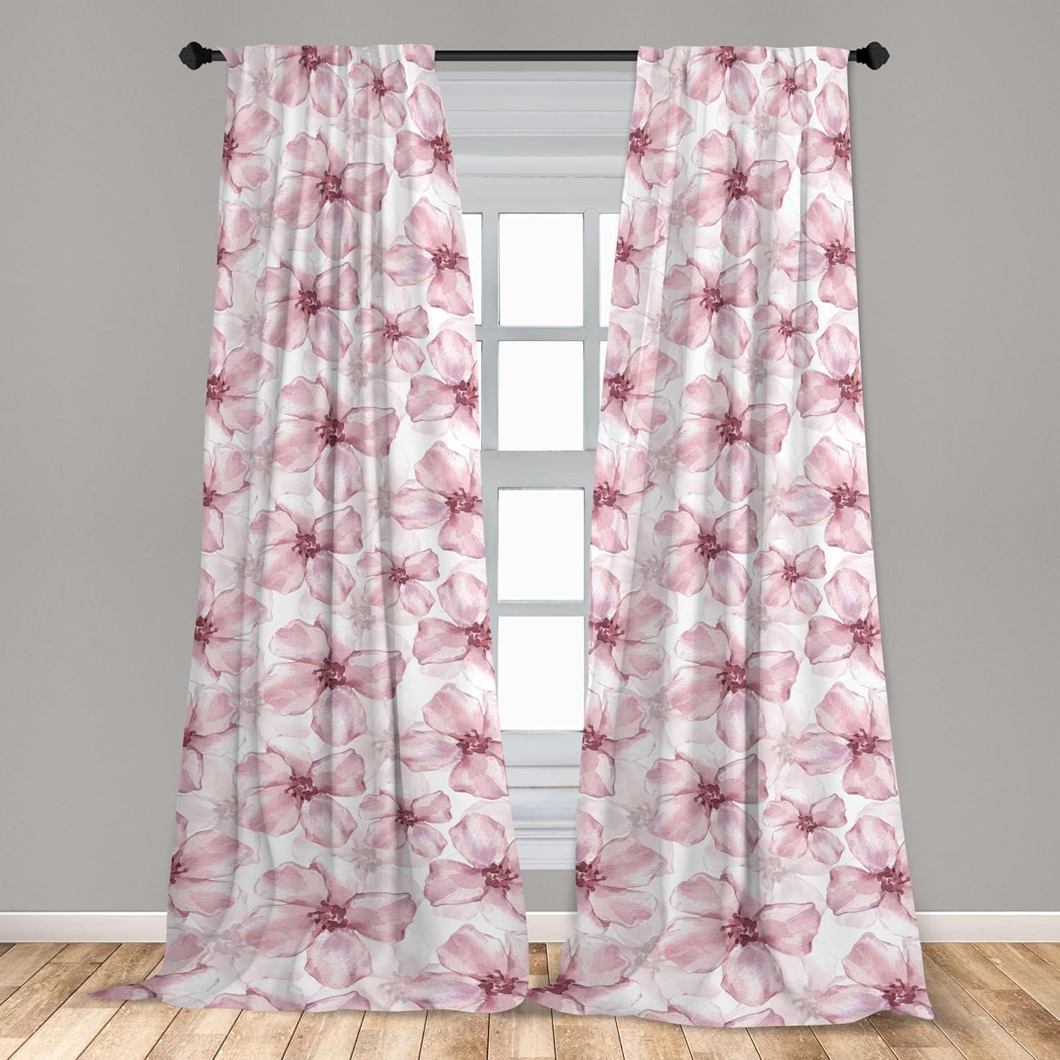 imageAmbesonne Floral Boho Curtains Dreamy Autumn Time Flowers Pattern with Romantic Aura Neutral Art Window Treatments 2 Panel Set for Living Room Bedroom Pair of 28quot x 95quot Pale Pink Coral WhitePale Pink Dried Rose