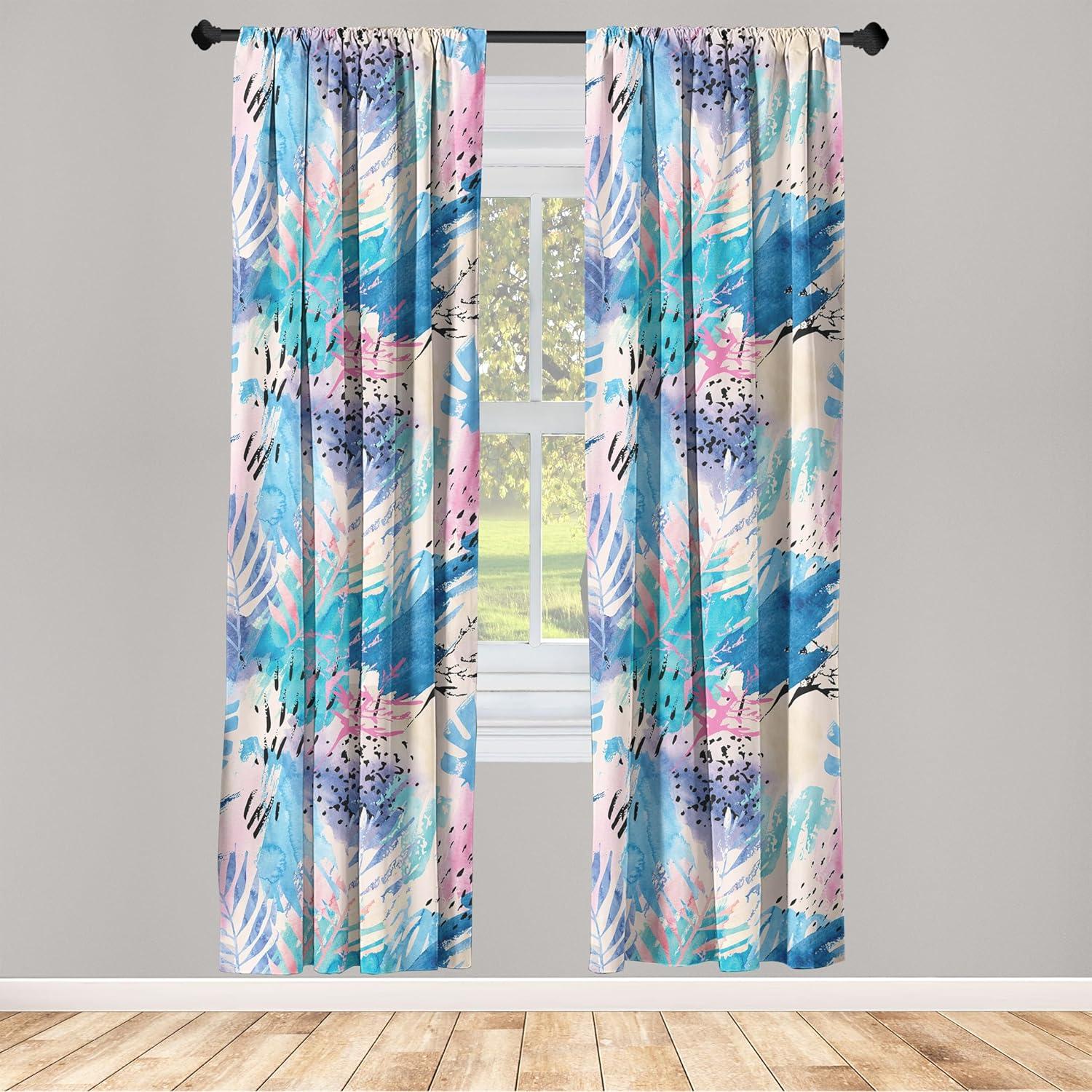 imageAmbesonne Floral Boho Curtains Dreamy Autumn Time Flowers Pattern with Romantic Aura Neutral Art Window Treatments 2 Panel Set for Living Room Bedroom Pair of 28quot x 95quot Pale Pink Coral WhiteSeafoam Eggshell Pink