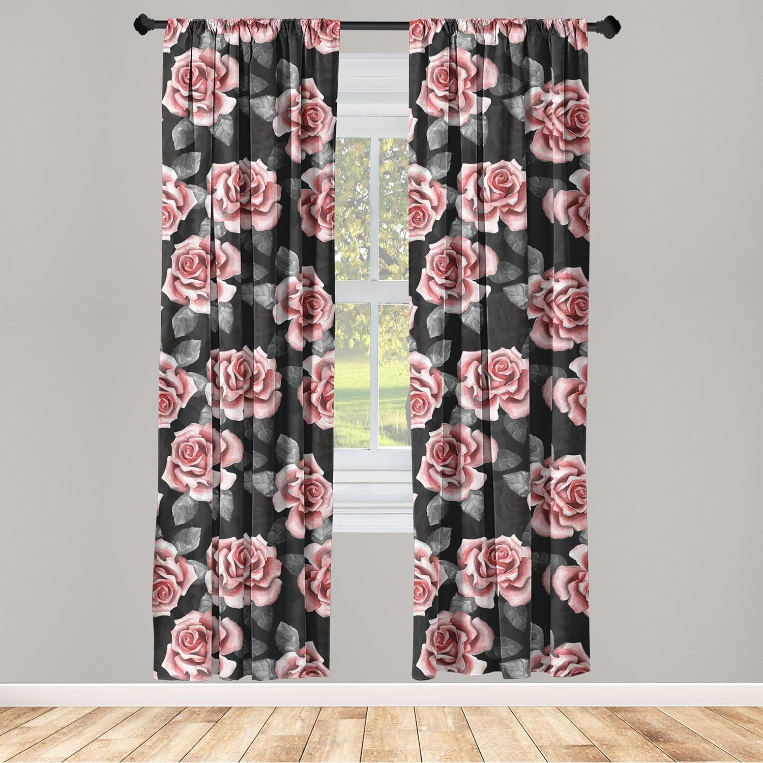 imageAmbesonne Floral Boho Curtains Dreamy Autumn Time Flowers Pattern with Romantic Aura Neutral Art Window Treatments 2 Panel Set for Living Room Bedroom Pair of 28quot x 95quot Pale Pink Coral WhitePale Pink Pale Grey