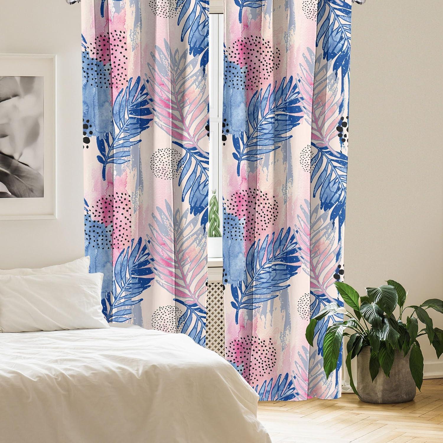 imageAmbesonne Floral Boho Curtains Dreamy Autumn Time Flowers Pattern with Romantic Aura Neutral Art Window Treatments 2 Panel Set for Living Room Bedroom Pair of 28quot x 95quot Pale Pink Coral WhiteDark Lavender Soft Pink