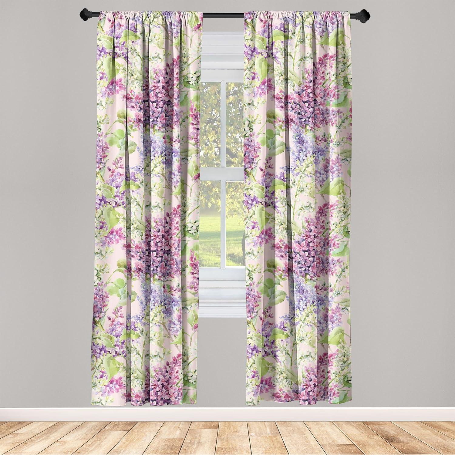 imageAmbesonne Floral Boho Curtains Dreamy Autumn Time Flowers Pattern with Romantic Aura Neutral Art Window Treatments 2 Panel Set for Living Room Bedroom Pair of 28quot x 95quot Pale Pink Coral WhitePistachio Green and Pale Pink