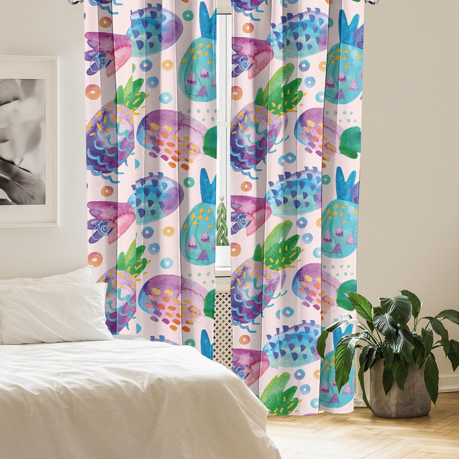 imageAmbesonne Floral Boho Curtains Dreamy Autumn Time Flowers Pattern with Romantic Aura Neutral Art Window Treatments 2 Panel Set for Living Room Bedroom Pair of 28quot x 95quot Pale Pink Coral WhitePale Pink Dark Indigo