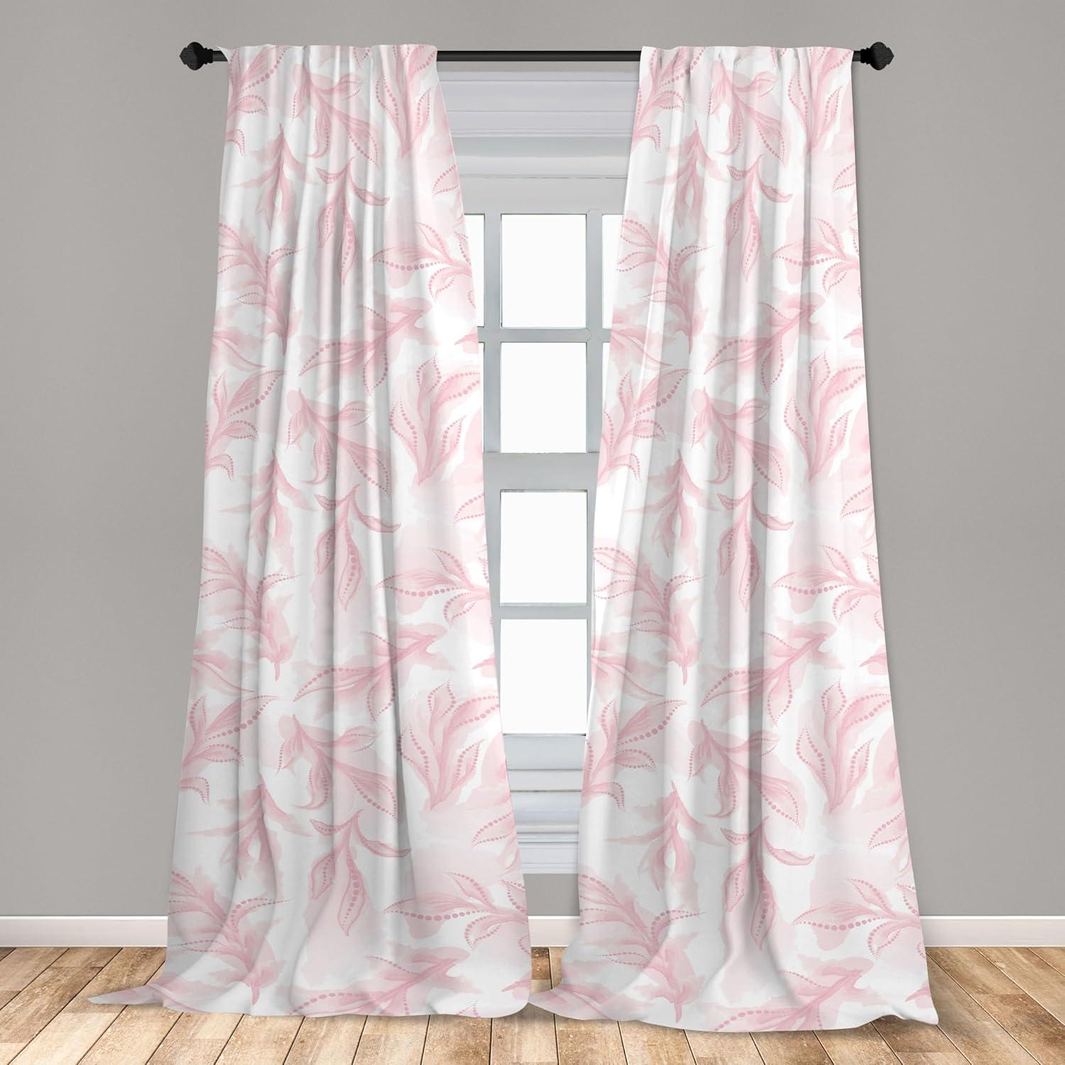 imageAmbesonne Floral Boho Curtains Dreamy Autumn Time Flowers Pattern with Romantic Aura Neutral Art Window Treatments 2 Panel Set for Living Room Bedroom Pair of 28quot x 95quot Pale Pink Coral WhitePale Pink Blush White