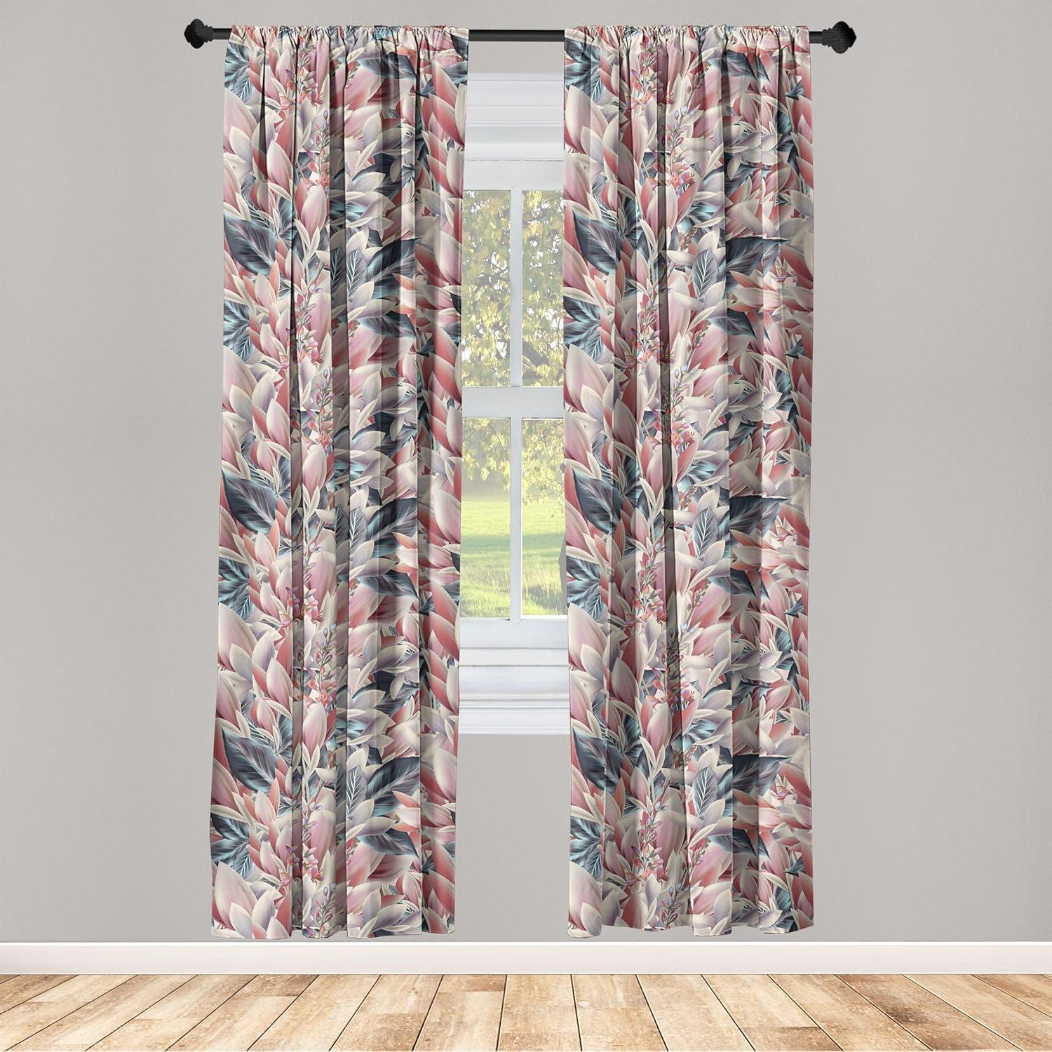 imageAmbesonne Floral Boho Curtains Dreamy Autumn Time Flowers Pattern with Romantic Aura Neutral Art Window Treatments 2 Panel Set for Living Room Bedroom Pair of 28quot x 95quot Pale Pink Coral WhitePale Maroon and Dark Teal