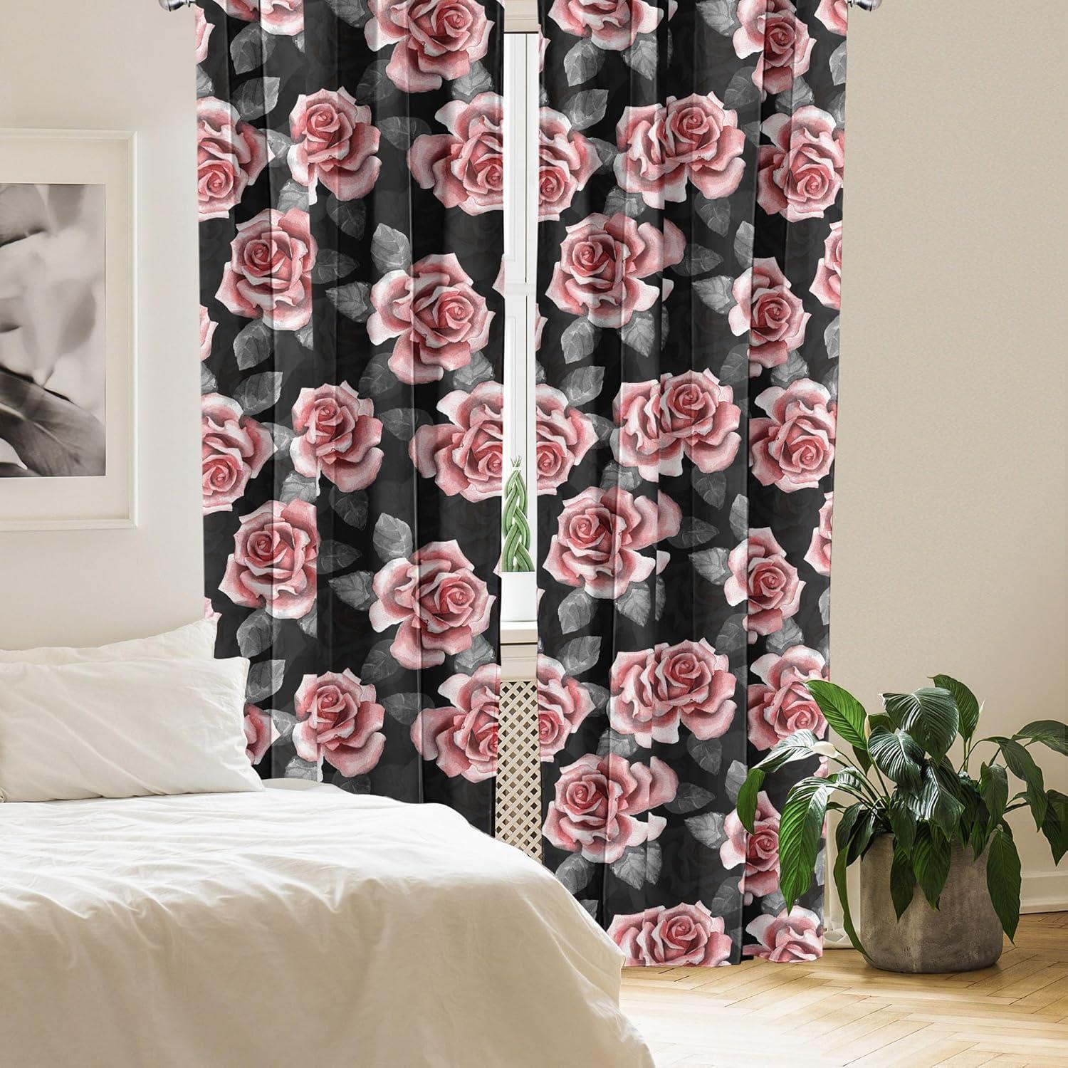 imageAmbesonne Floral Boho Curtains Dreamy Autumn Time Flowers Pattern with Romantic Aura Neutral Art Window Treatments 2 Panel Set for Living Room Bedroom Pair of 28quot x 95quot Pale Pink Coral WhitePale Pink Pale Grey