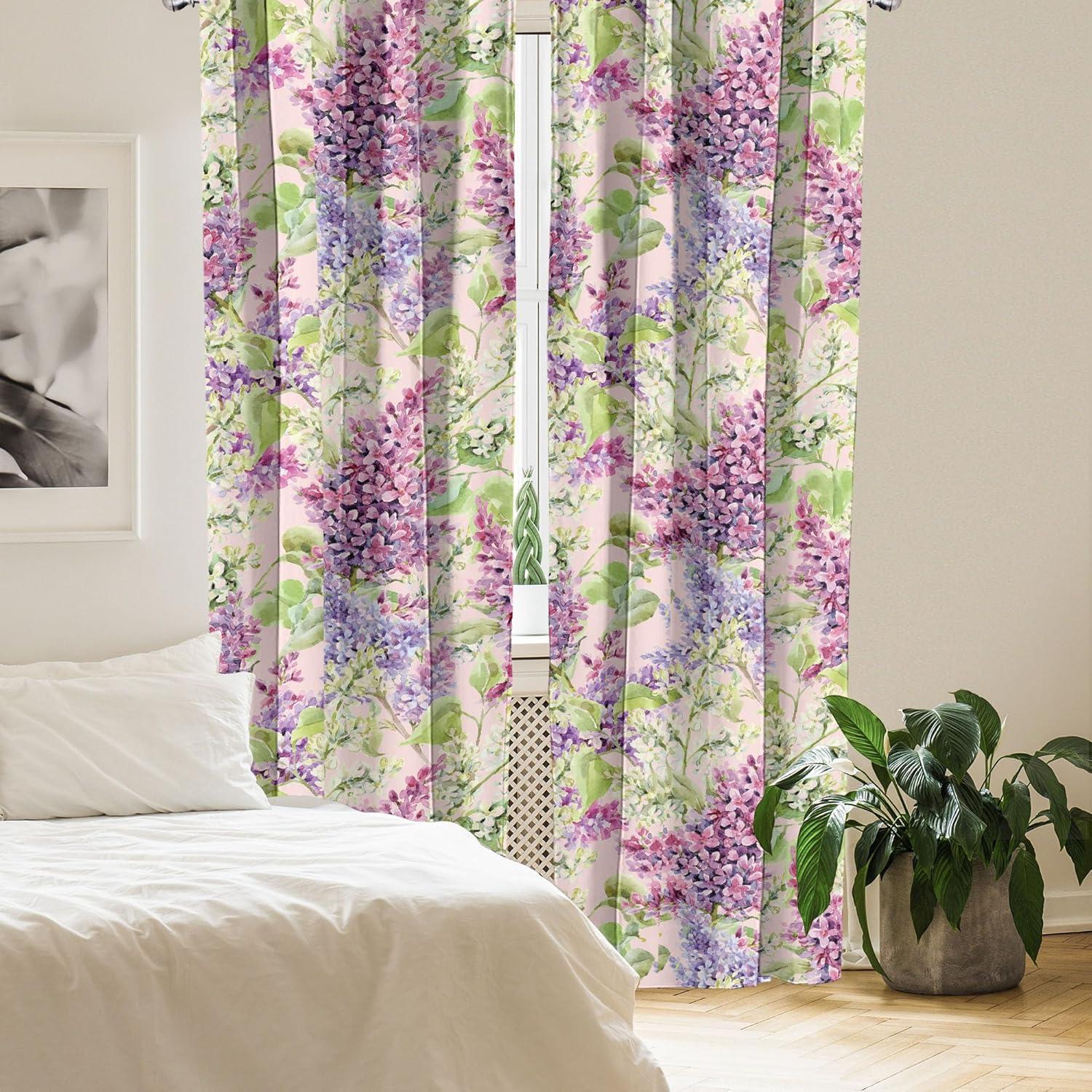 imageAmbesonne Floral Boho Curtains Dreamy Autumn Time Flowers Pattern with Romantic Aura Neutral Art Window Treatments 2 Panel Set for Living Room Bedroom Pair of 28quot x 95quot Pale Pink Coral WhitePistachio Green and Pale Pink