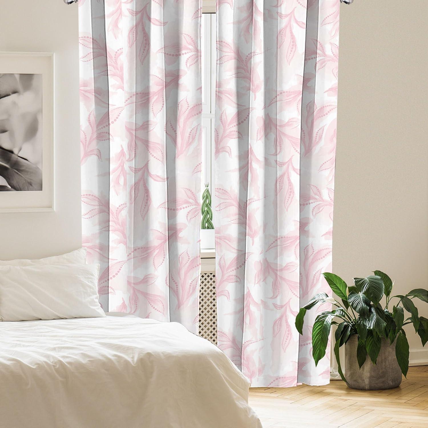 imageAmbesonne Floral Boho Curtains Dreamy Autumn Time Flowers Pattern with Romantic Aura Neutral Art Window Treatments 2 Panel Set for Living Room Bedroom Pair of 28quot x 95quot Pale Pink Coral WhitePale Pink Blush White