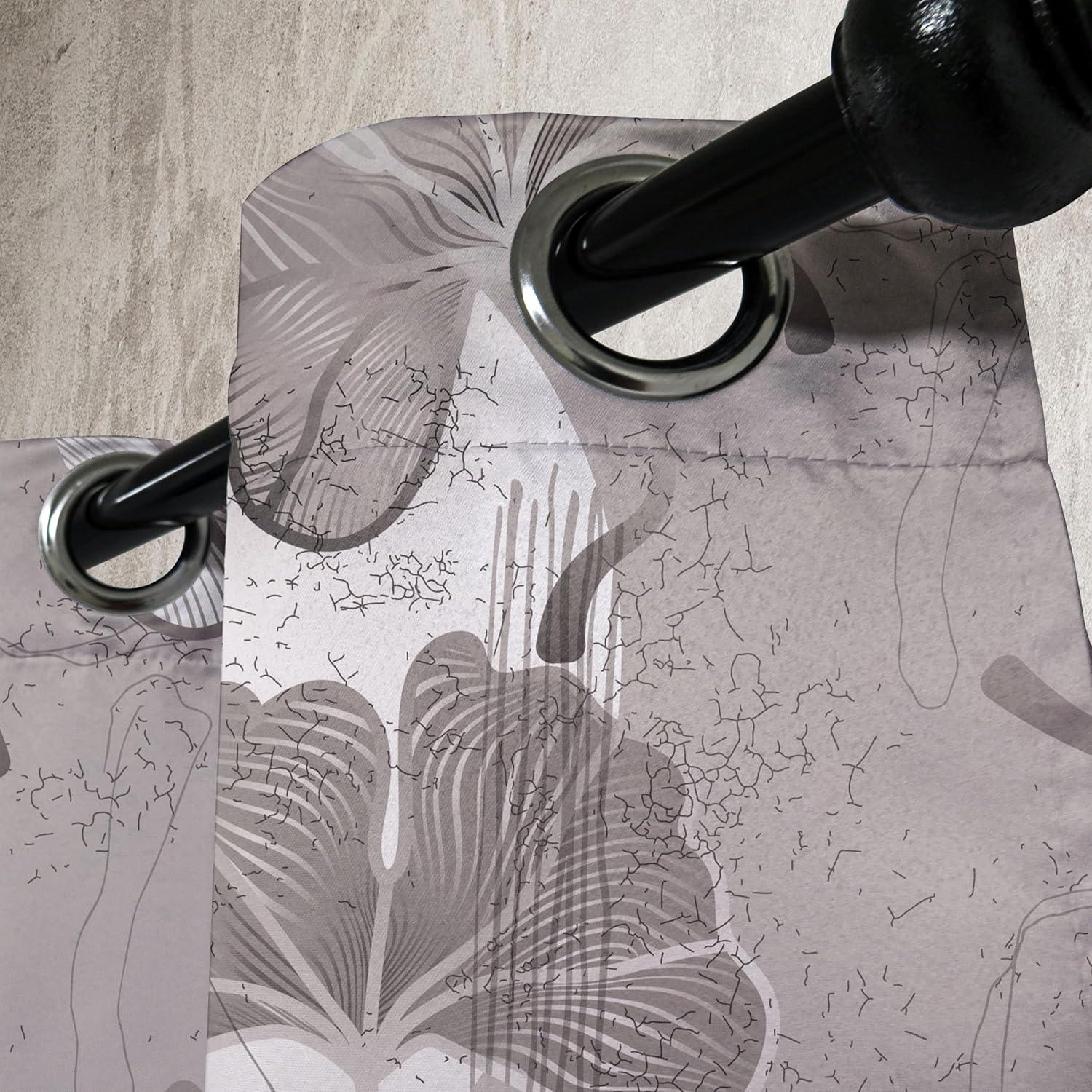 imageAmbesonne Floral Design Grommet Curtain Abstract Boho Inspirations Neutral Flowers Silhouettes on Grunge Back Decorative 2Panel Window Drapes for Bedroom Living Room 50quot x 120quot Dimgray Pale GreyDimgray Pale Grey