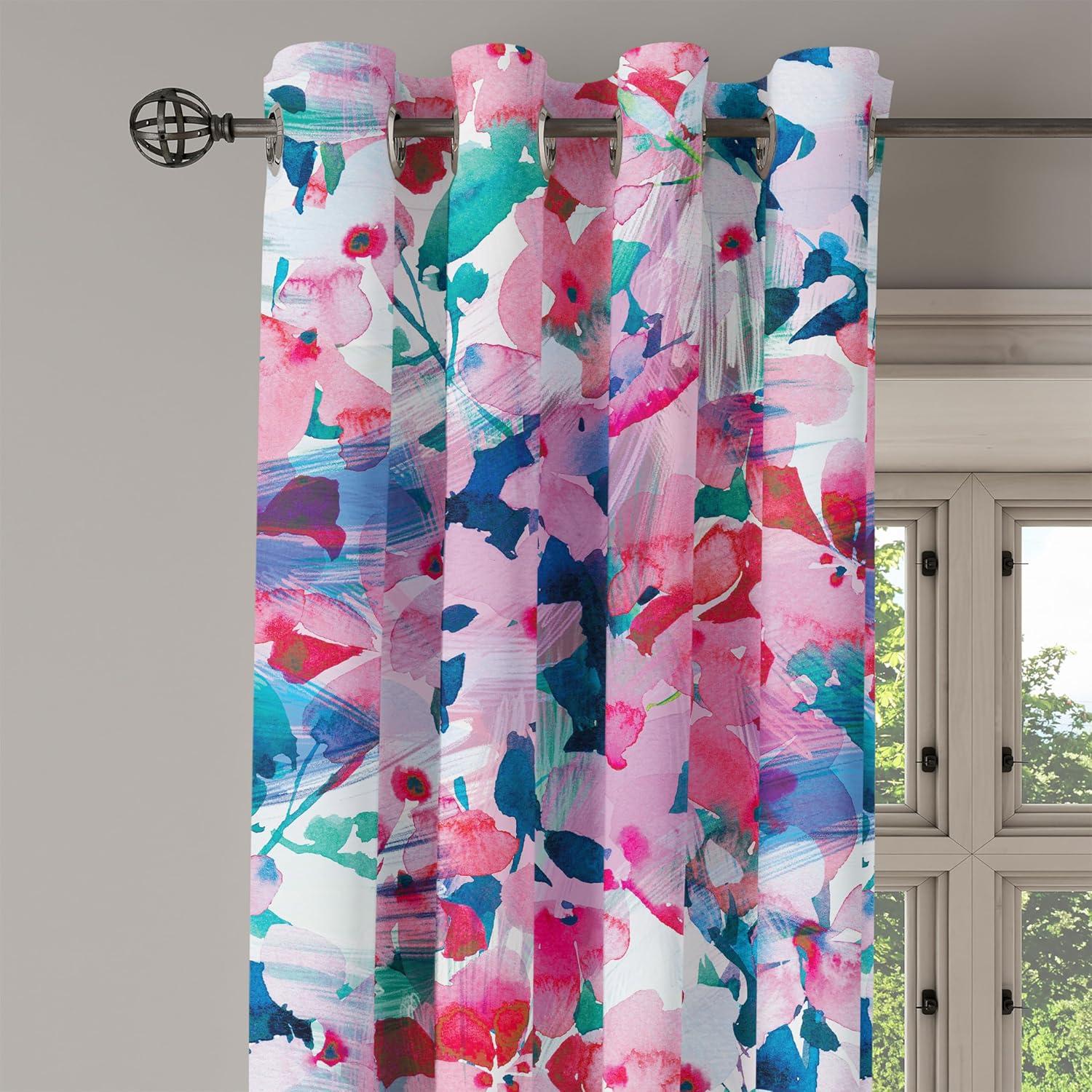 imageAmbesonne Floral Design Grommet Curtain Abstract Boho Inspirations Neutral Flowers Silhouettes on Grunge Back Decorative 2Panel Window Drapes for Bedroom Living Room 50quot x 120quot Dimgray Pale GreyPale Pink Hot Pink Quartz