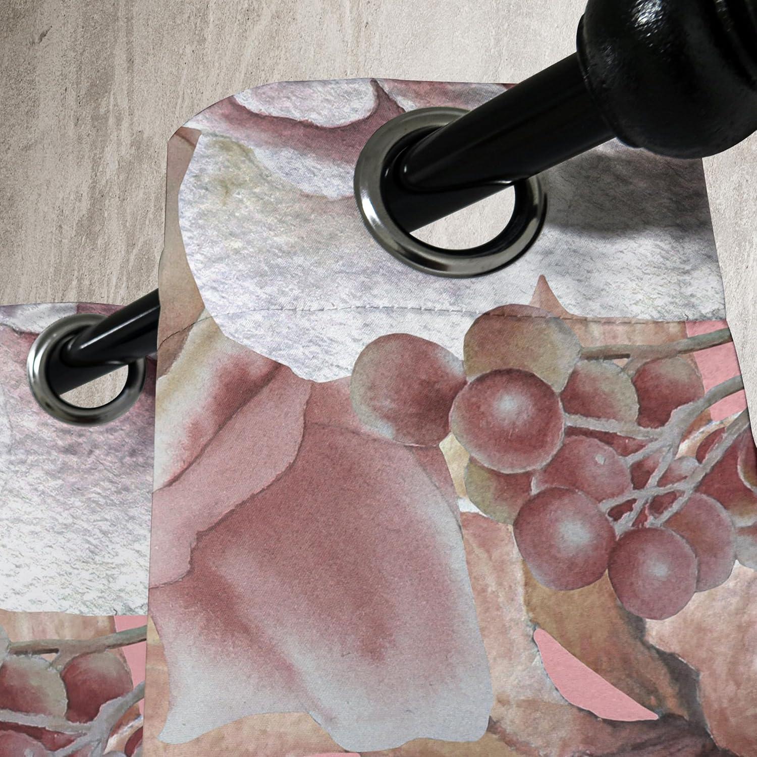 imageAmbesonne Floral Design Grommet Curtain Abstract Boho Inspirations Neutral Flowers Silhouettes on Grunge Back Decorative 2Panel Window Drapes for Bedroom Living Room 50quot x 120quot Dimgray Pale GreyPastel Pink and Pale Redwood