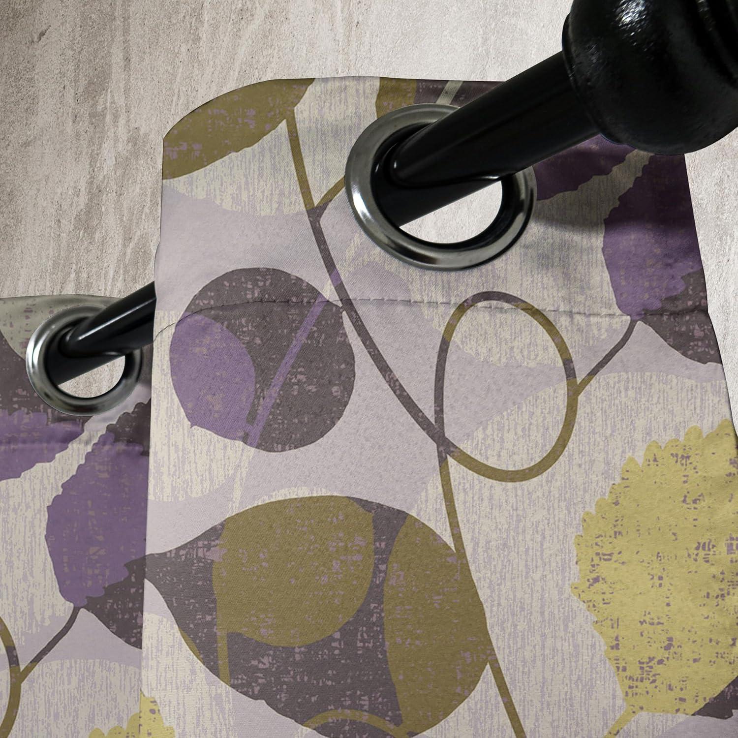 imageAmbesonne Floral Design Grommet Curtain Abstract Boho Inspirations Neutral Flowers Silhouettes on Grunge Back Decorative 2Panel Window Drapes for Bedroom Living Room 50quot x 120quot Dimgray Pale GreyFawn and Pale Eggplant