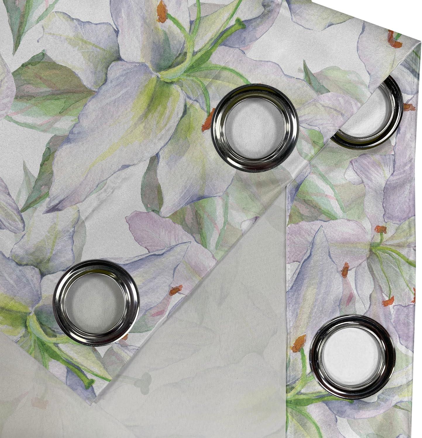 imageAmbesonne Floral Design Grommet Curtain Abstract Boho Inspirations Neutral Flowers Silhouettes on Grunge Back Decorative 2Panel Window Drapes for Bedroom Living Room 50quot x 120quot Dimgray Pale GreyPastel Purple Lime Green