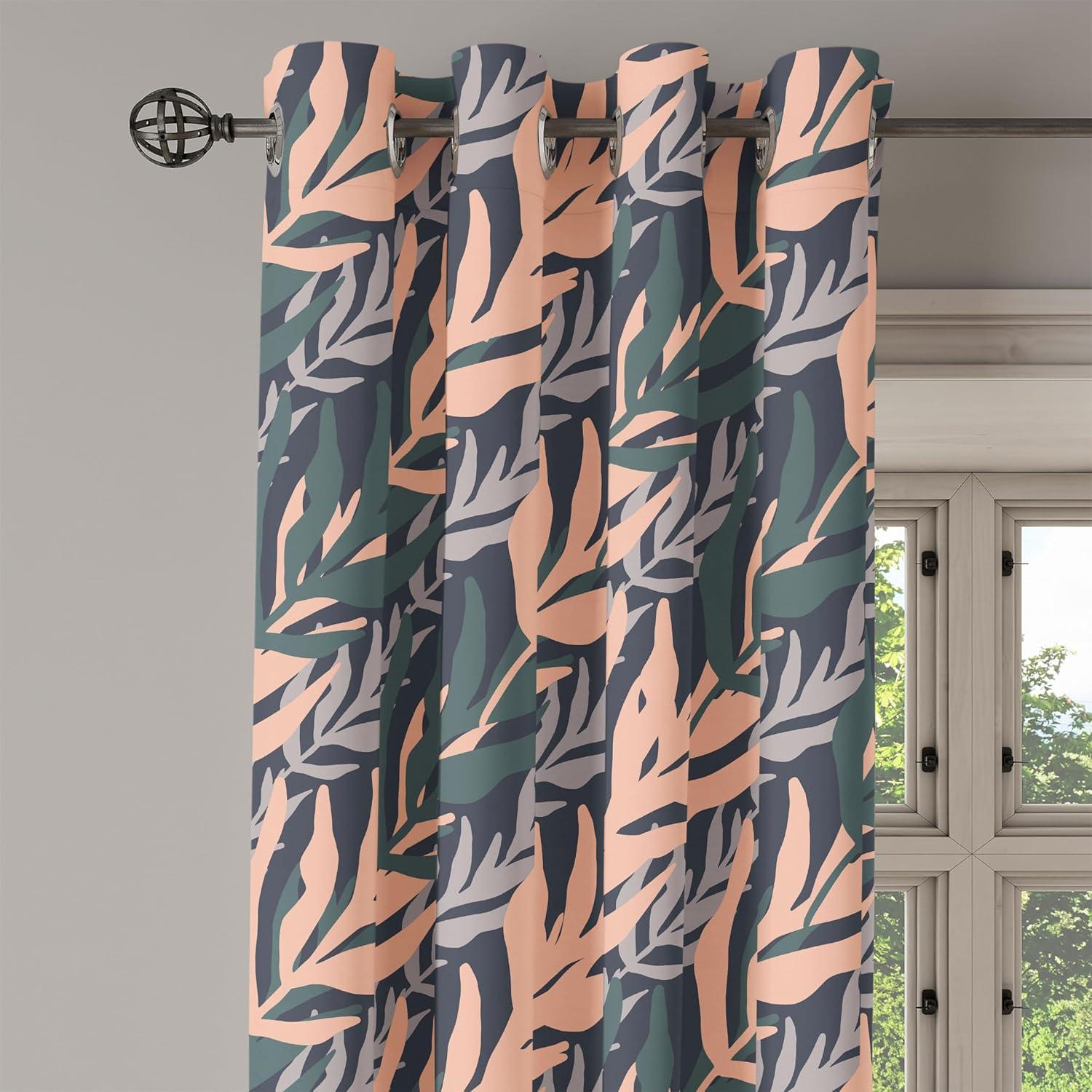 imageAmbesonne Floral Design Grommet Curtain Abstract Boho Inspirations Neutral Flowers Silhouettes on Grunge Back Decorative 2Panel Window Drapes for Bedroom Living Room 50quot x 120quot Dimgray Pale GreyPeach Hunter Green Grey