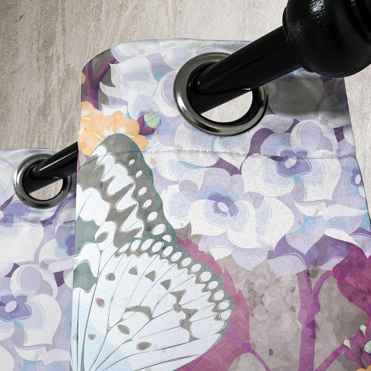 imageAmbesonne Floral Design Grommet Curtain Abstract Boho Inspirations Neutral Flowers Silhouettes on Grunge Back Decorative 2Panel Window Drapes for Bedroom Living Room 50quot x 120quot Dimgray Pale GreyDark Teal and Pale Fuchsia