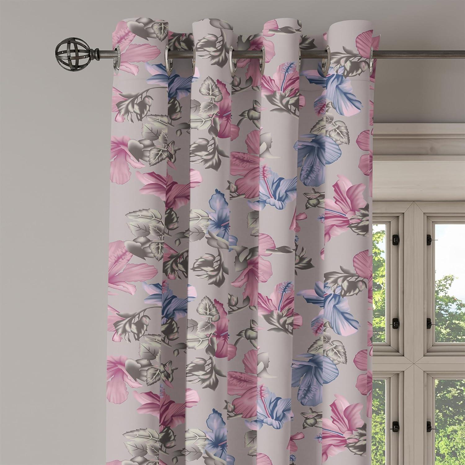 imageAmbesonne Floral Design Grommet Curtain Abstract Boho Inspirations Neutral Flowers Silhouettes on Grunge Back Decorative 2Panel Window Drapes for Bedroom Living Room 50quot x 120quot Dimgray Pale GreyPale Pink Lavender Blue
