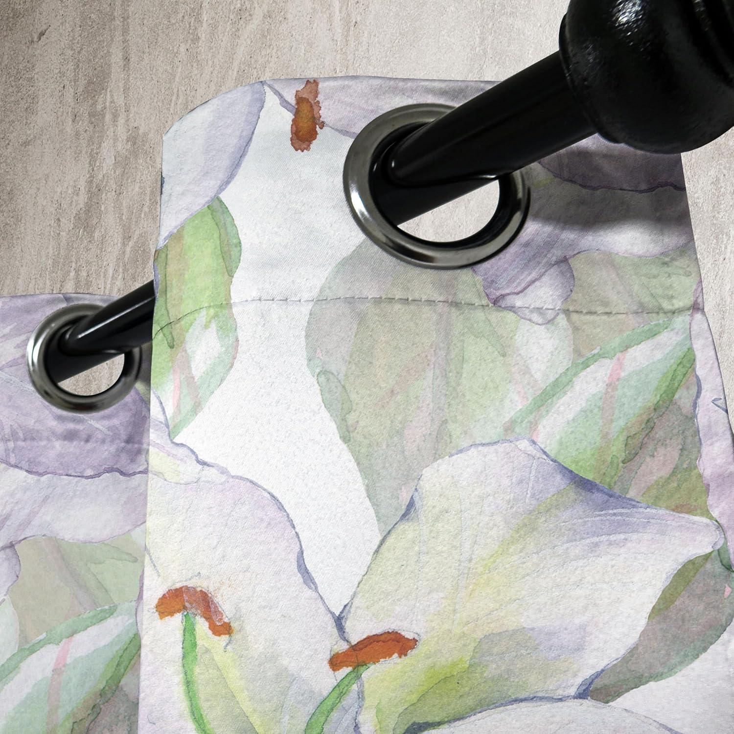 imageAmbesonne Floral Design Grommet Curtain Abstract Boho Inspirations Neutral Flowers Silhouettes on Grunge Back Decorative 2Panel Window Drapes for Bedroom Living Room 50quot x 120quot Dimgray Pale GreyPastel Purple Lime Green