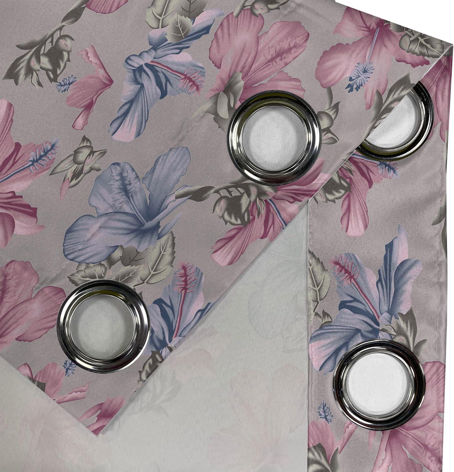 imageAmbesonne Floral Design Grommet Curtain Abstract Boho Inspirations Neutral Flowers Silhouettes on Grunge Back Decorative 2Panel Window Drapes for Bedroom Living Room 50quot x 120quot Dimgray Pale GreyPale Pink Lavender Blue