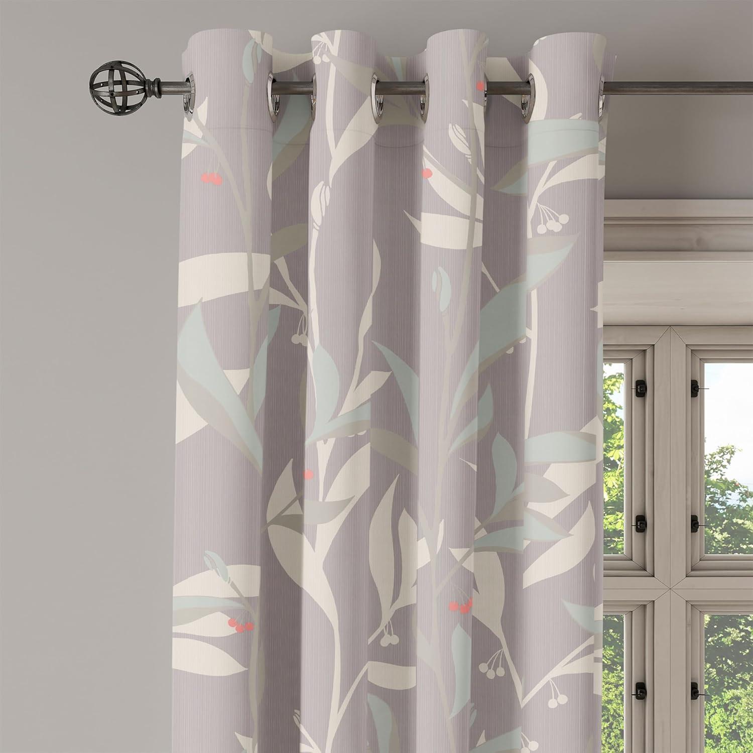 imageAmbesonne Floral Design Grommet Curtain Abstract Boho Inspirations Neutral Flowers Silhouettes on Grunge Back Decorative 2Panel Window Drapes for Bedroom Living Room 50quot x 120quot Dimgray Pale GreyPale Mauve and Pale Seafoam